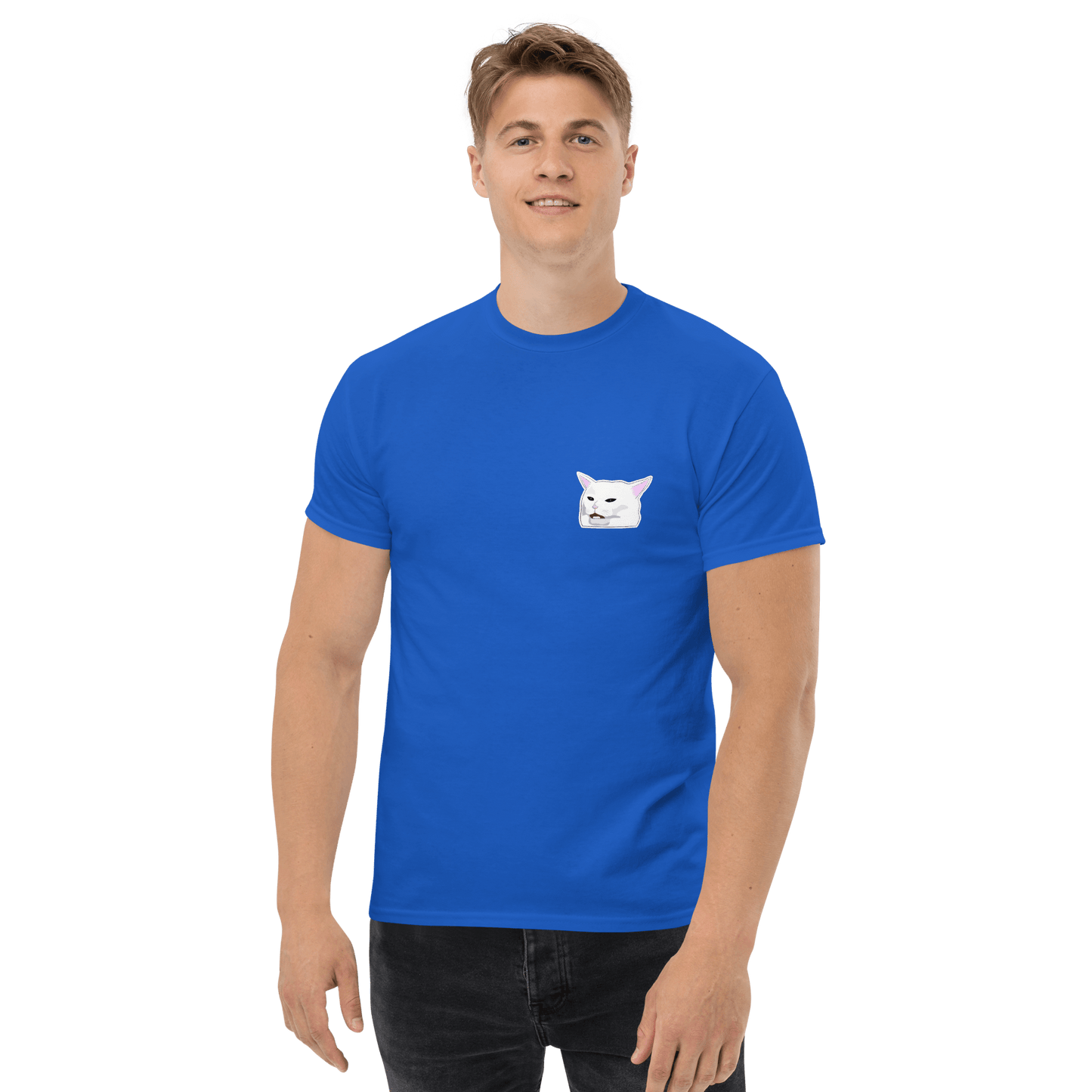 Cat Classic T-Shirt Meme - Royal | Shirtposting