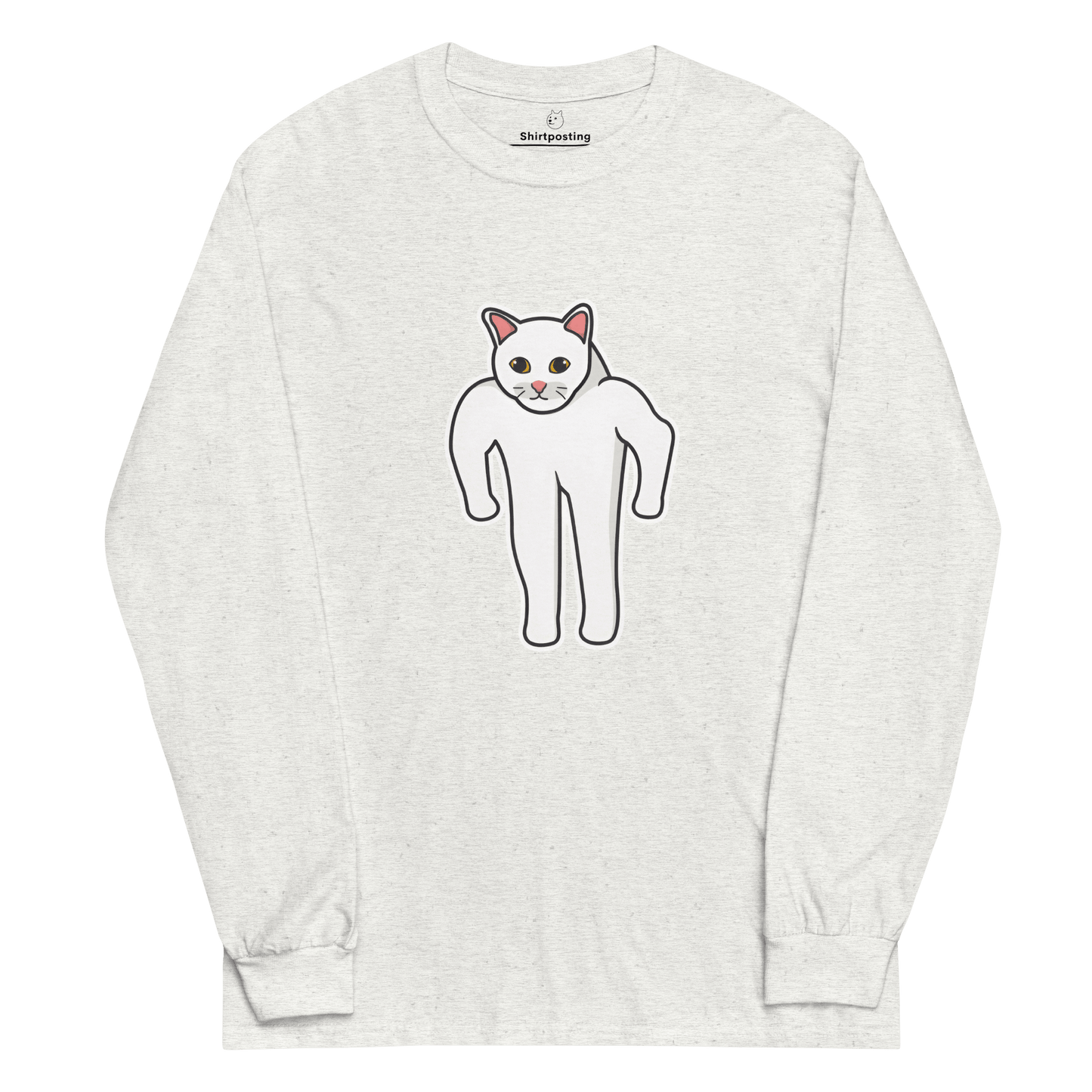Cat Long Sleeve T-Shirt Meme - Ash | Shirtposting