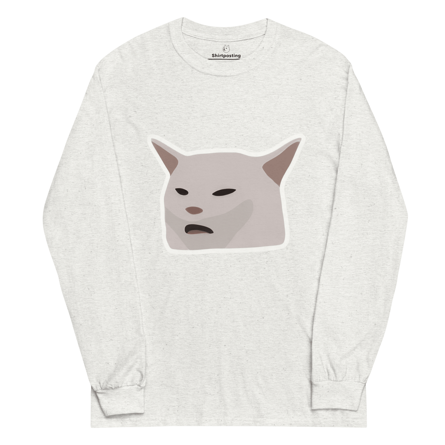 Cat Long Sleeve T-Shirt Meme - Ash | Shirtposting
