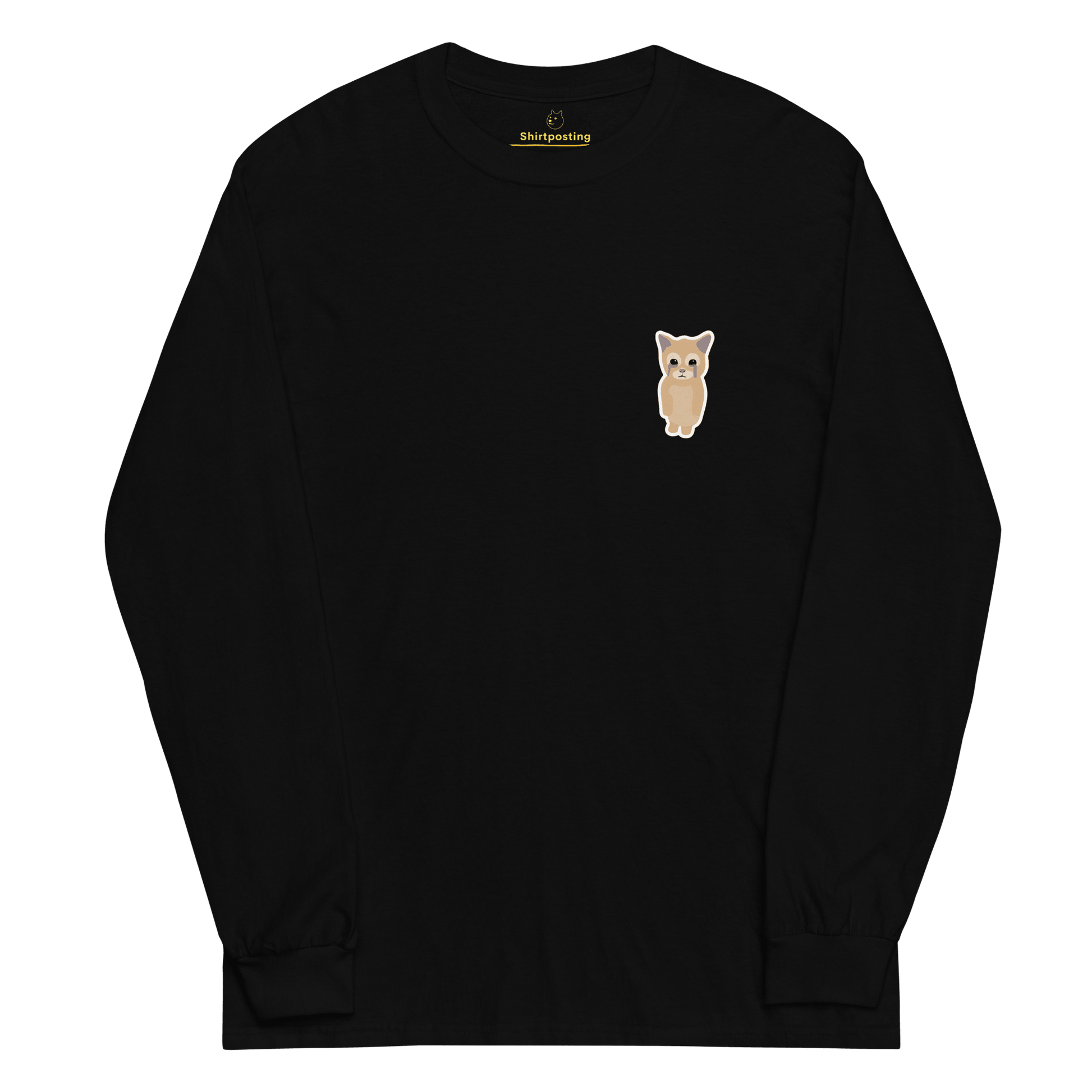 Cat Long Sleeve T-Shirt Meme - Black | Shirtposting