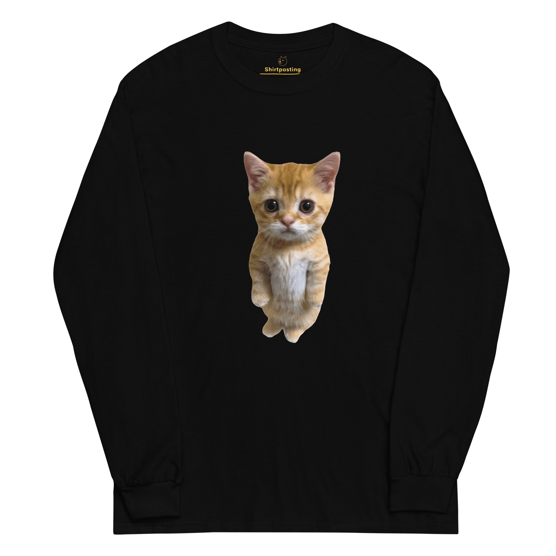 Cat Long Sleeve T-Shirt Meme - Black | Shirtposting