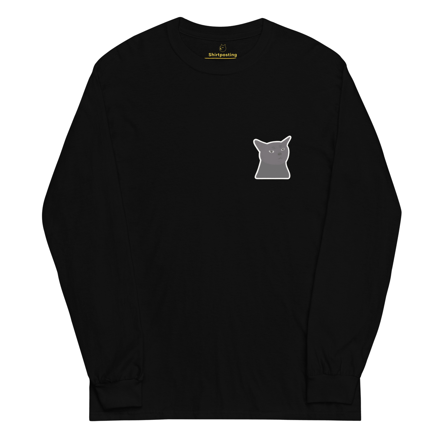 Cat Long Sleeve T-Shirt Meme - Black | Shirtposting
