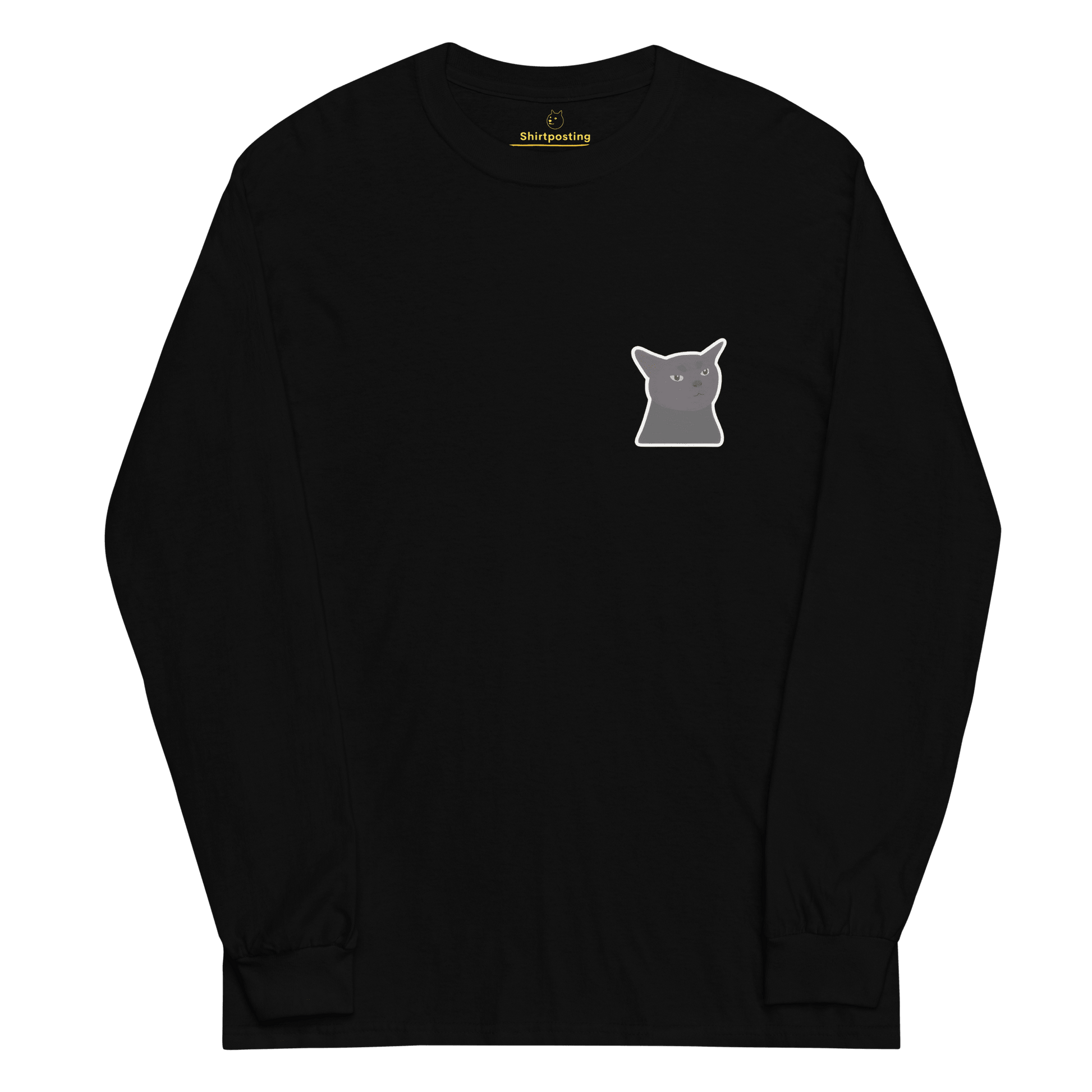 Cat Long Sleeve T-Shirt Meme - Black | Shirtposting