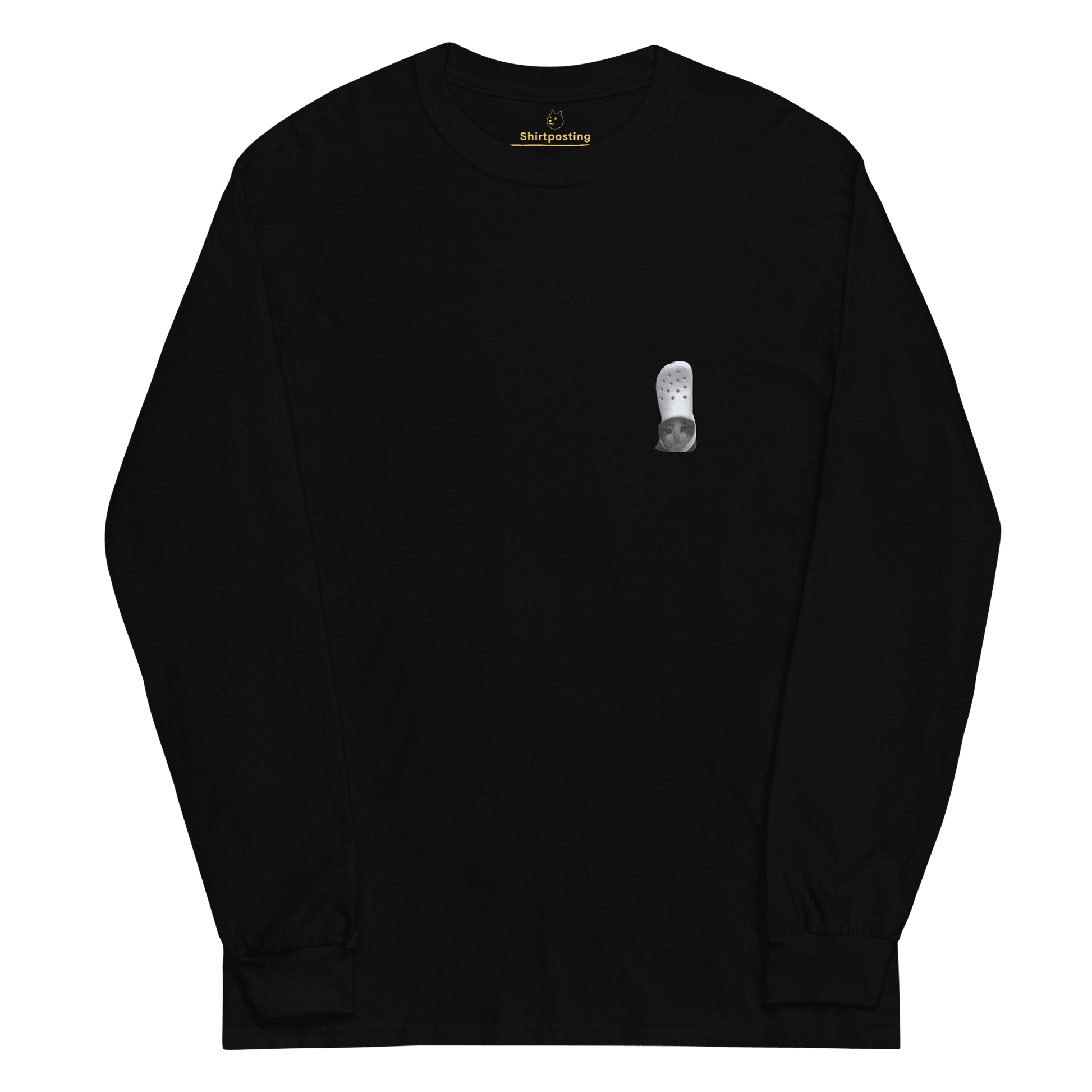 Cat Long Sleeve T-Shirt Meme - Black | Shirtposting