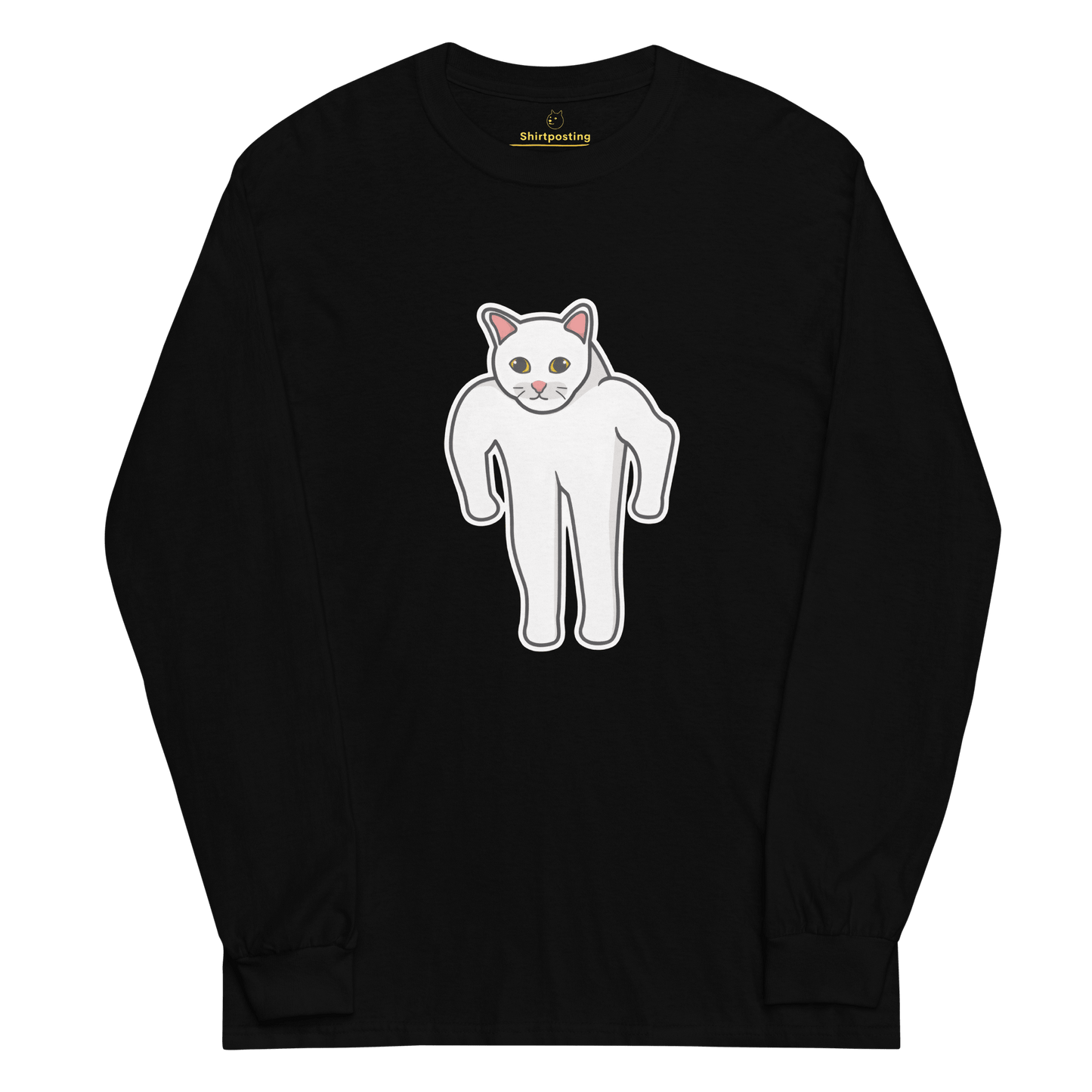 Cat Long Sleeve T-Shirt Meme - Black | Shirtposting