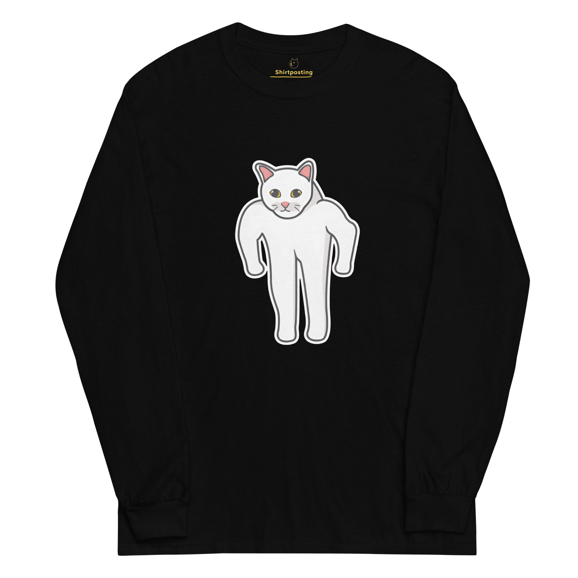 Cat Long Sleeve T-Shirt Meme - Black | Shirtposting