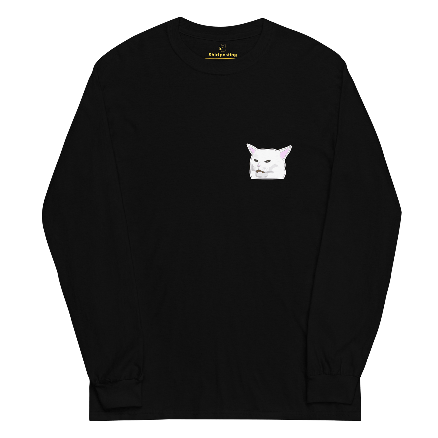 Cat Long Sleeve T-Shirt Meme - Black | Shirtposting