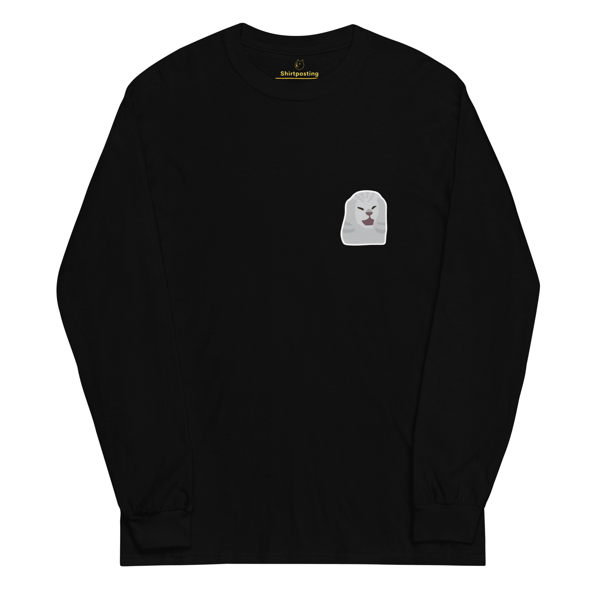Cat Long Sleeve T-Shirt Meme - Black | Shirtposting