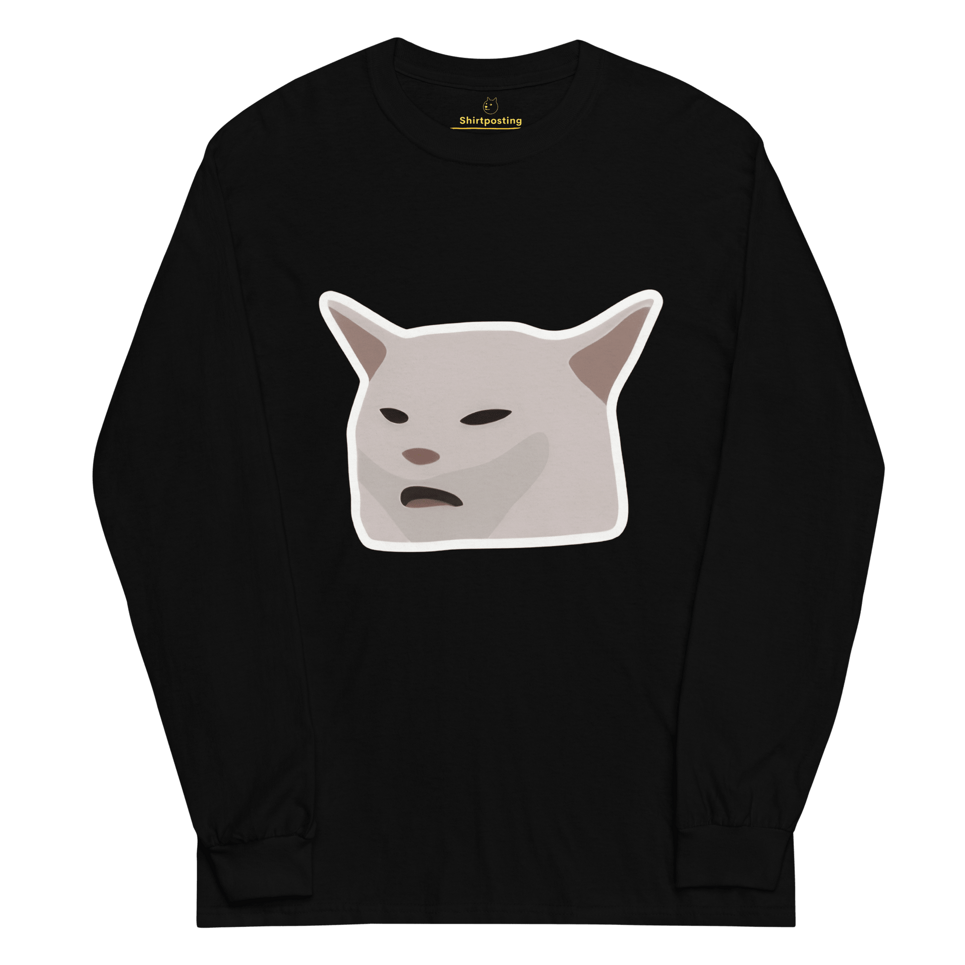 Cat Long Sleeve T-Shirt Meme - Black | Shirtposting