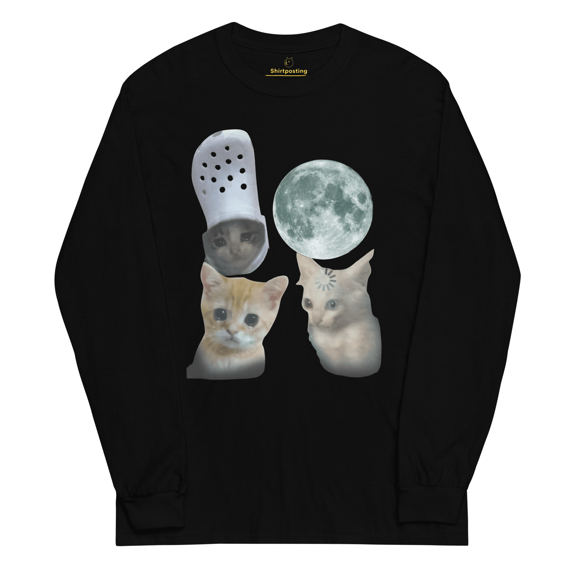 Cat Long Sleeve T-Shirt Meme - Black | Shirtposting