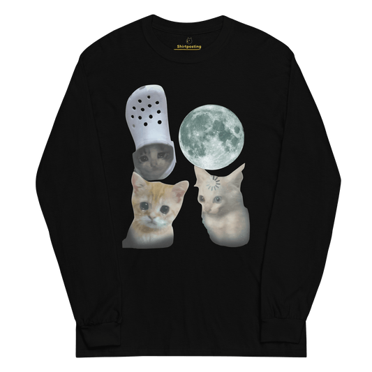 Cat Long Sleeve T-Shirt Meme - Black | Shirtposting