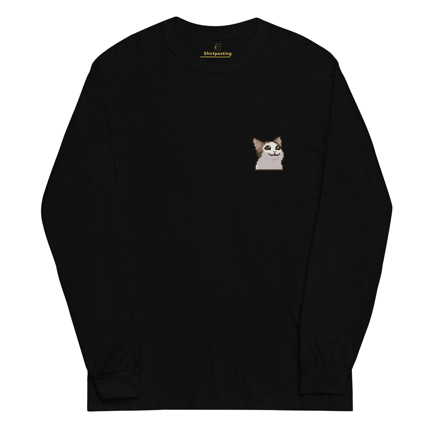 Cat Long Sleeve T-Shirt Meme - Black | Shirtposting