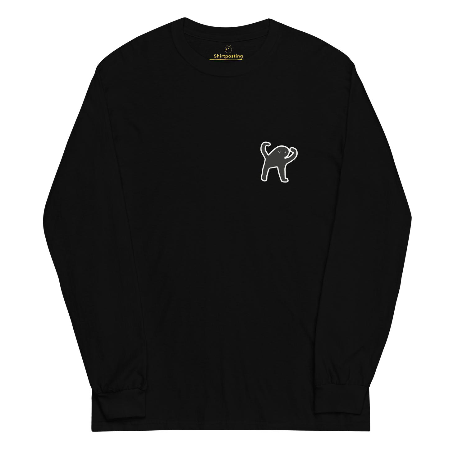 Cat Long Sleeve T-Shirt Meme - Black | Shirtposting
