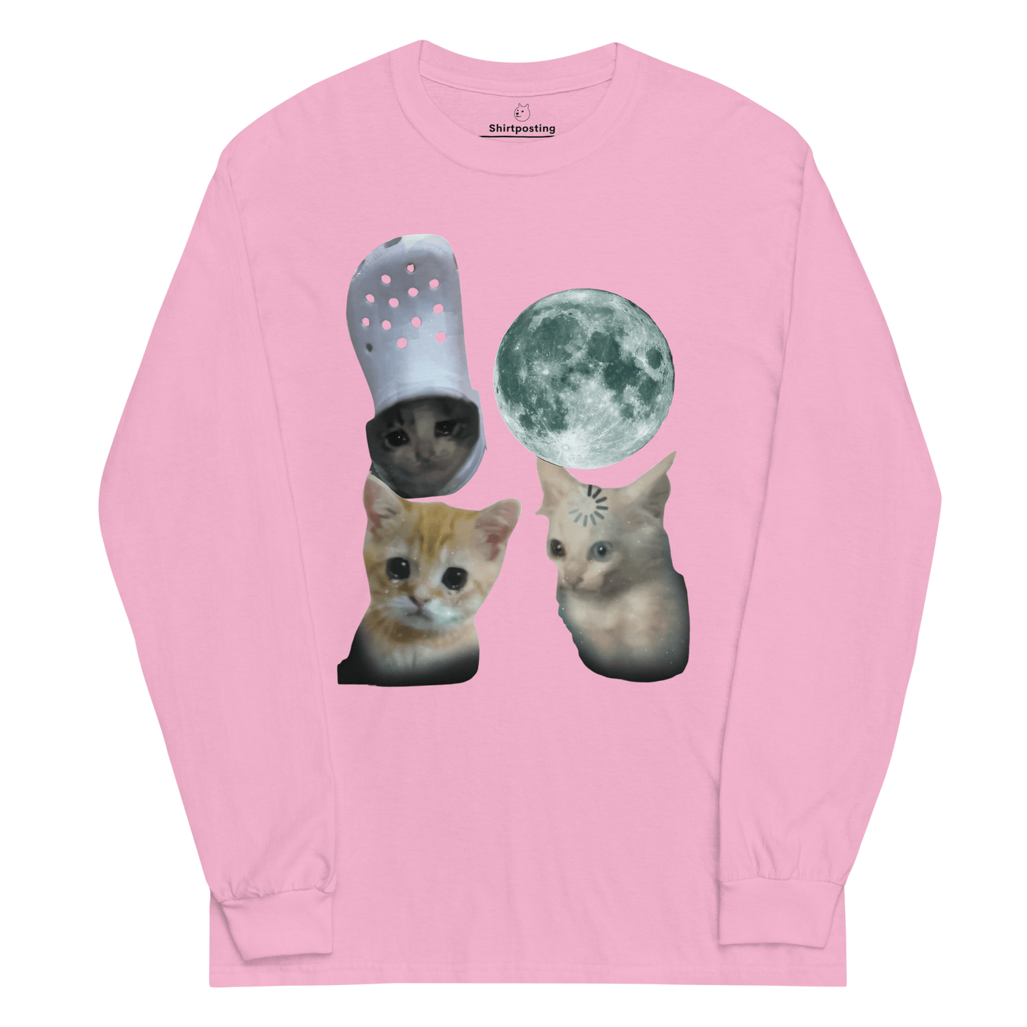 Cat Long Sleeve T-Shirt Meme - Light Pink | Shirtposting