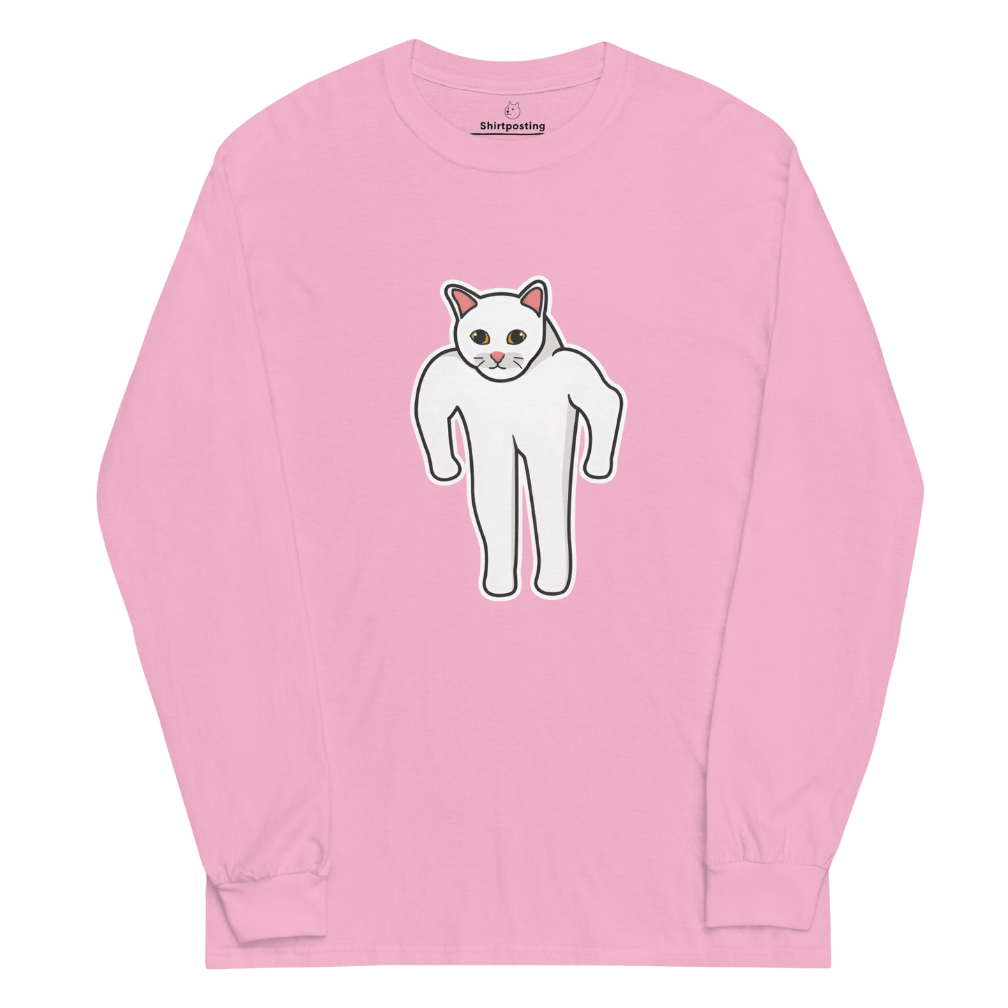 Cat Long Sleeve T-Shirt Meme - Light Pink | Shirtposting