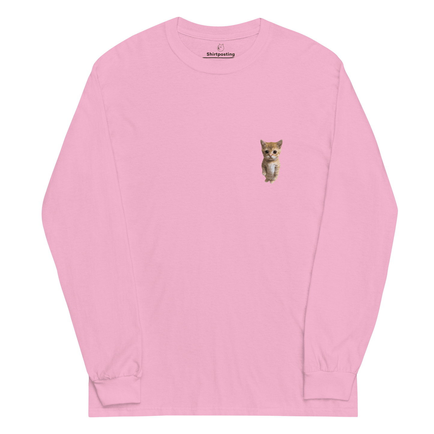 Cat Long Sleeve T-Shirt Meme - Light Pink | Shirtposting