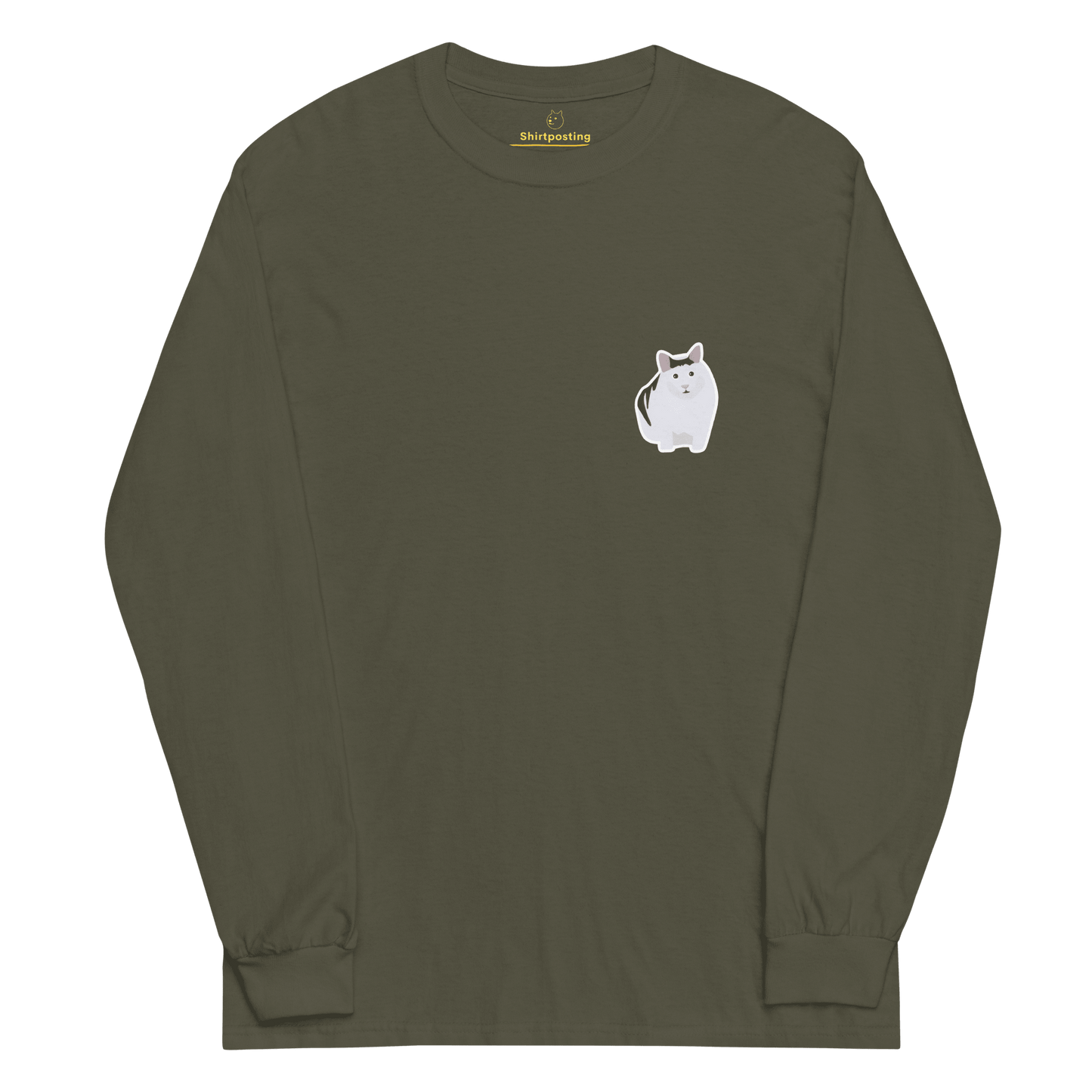Cat Long Sleeve T-Shirt Meme - Military Green | Shirtposting