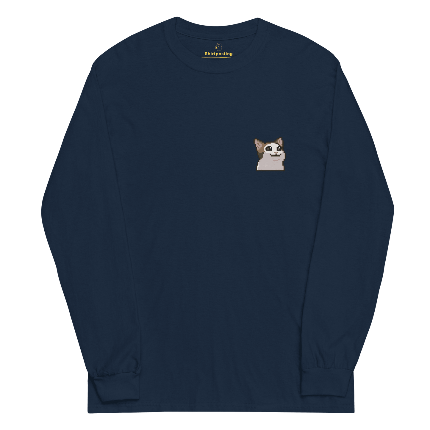 Cat Long Sleeve T-Shirt Meme - Navy | Shirtposting