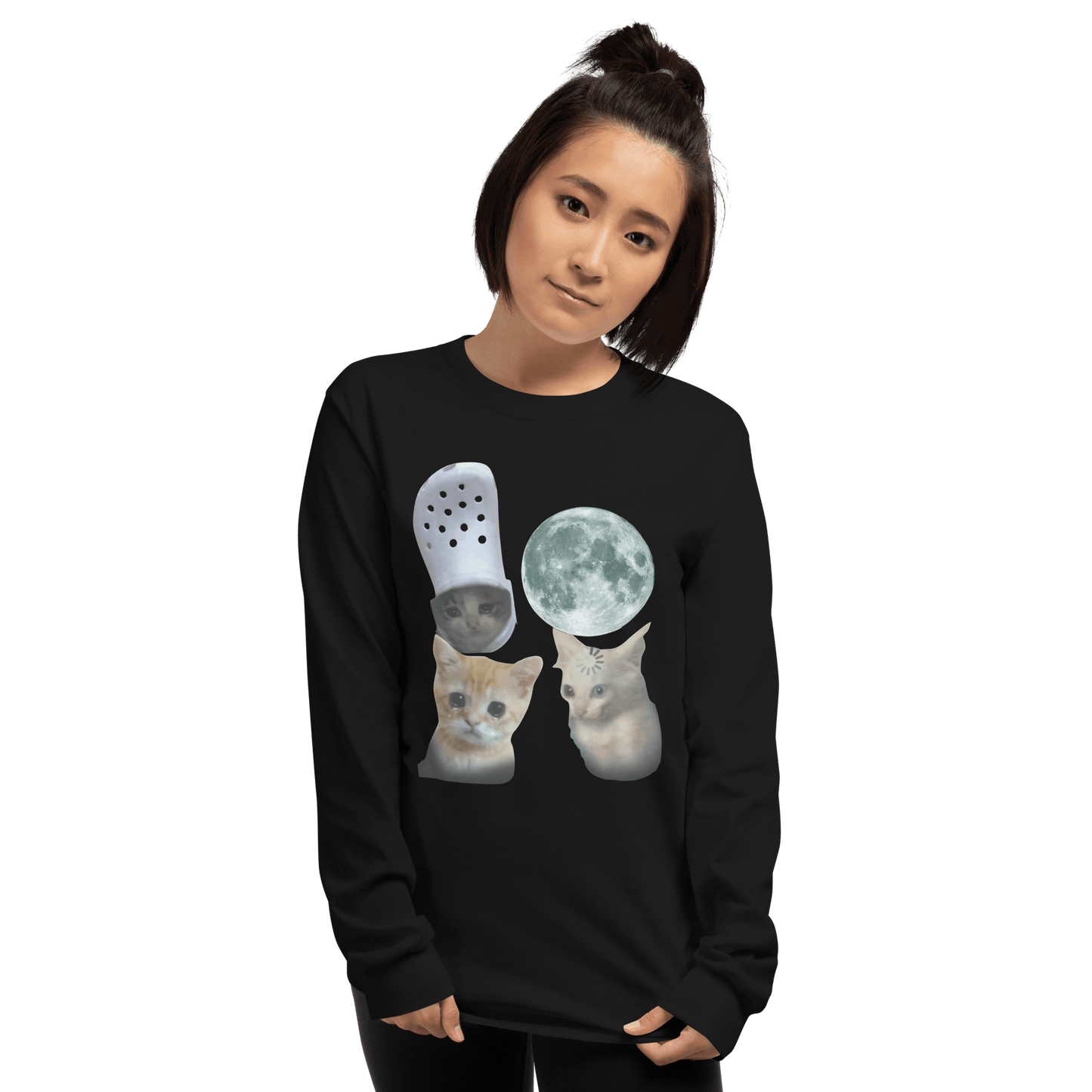 Cat Long Sleeve T-Shirt Meme - Navy | Shirtposting