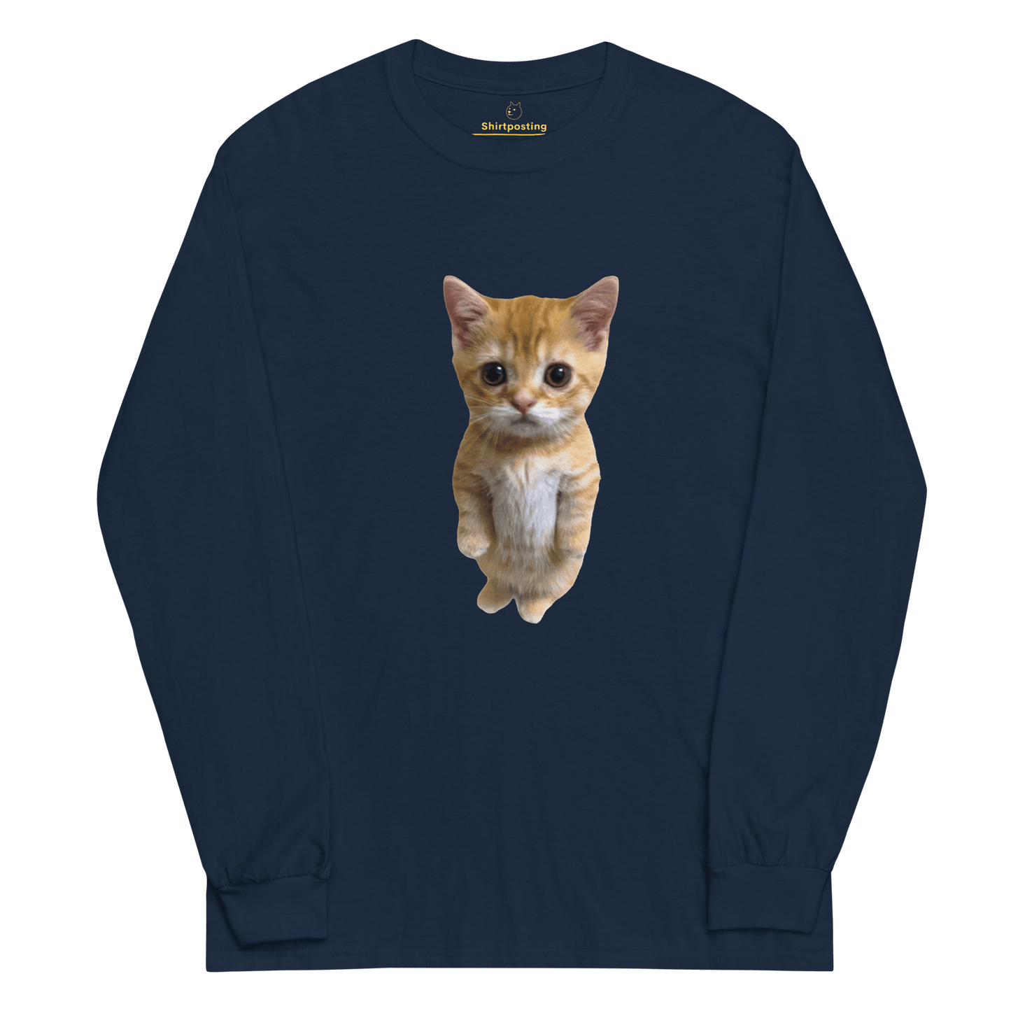 Cat Long Sleeve T-Shirt Meme - Navy | Shirtposting