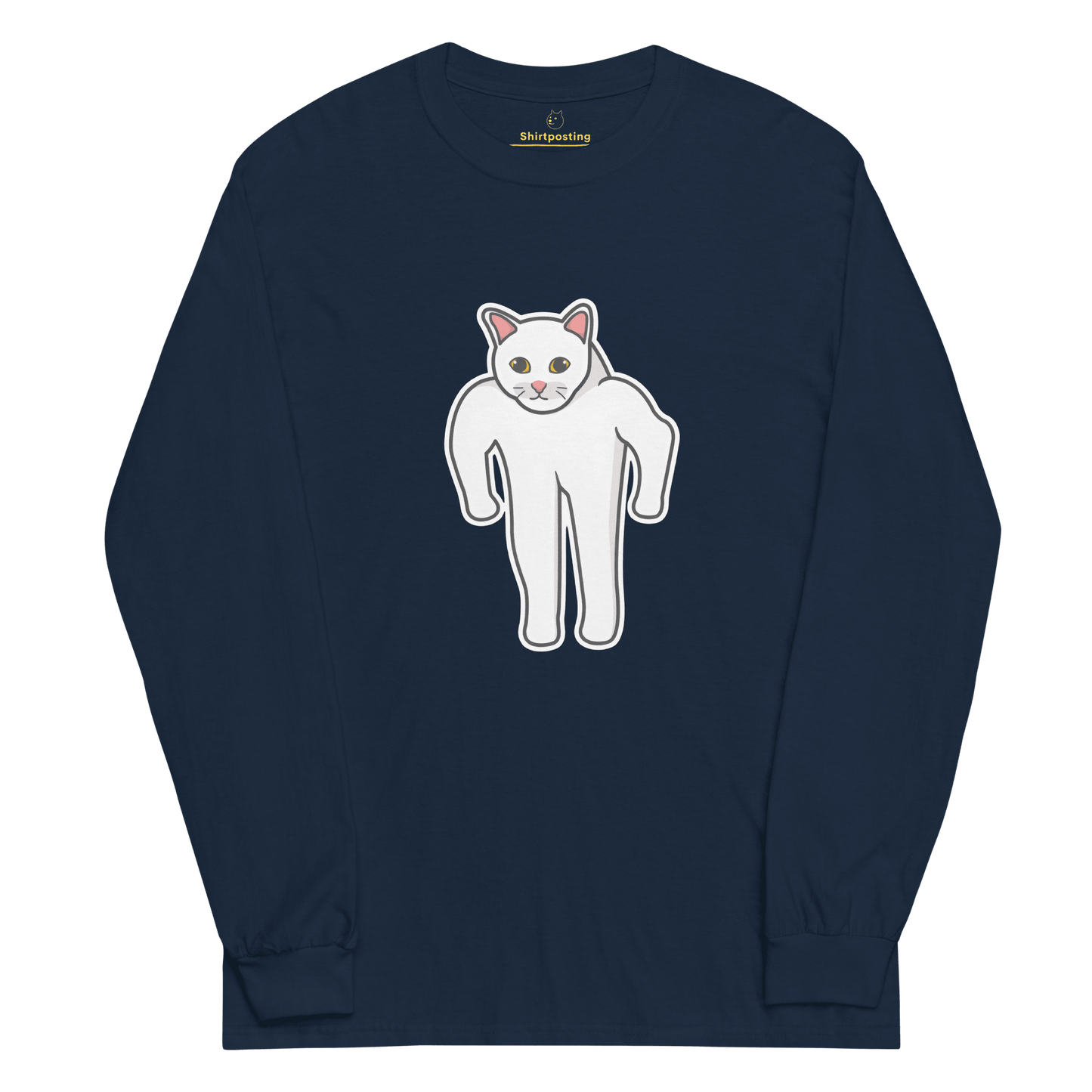Cat Long Sleeve T-Shirt Meme - Navy | Shirtposting