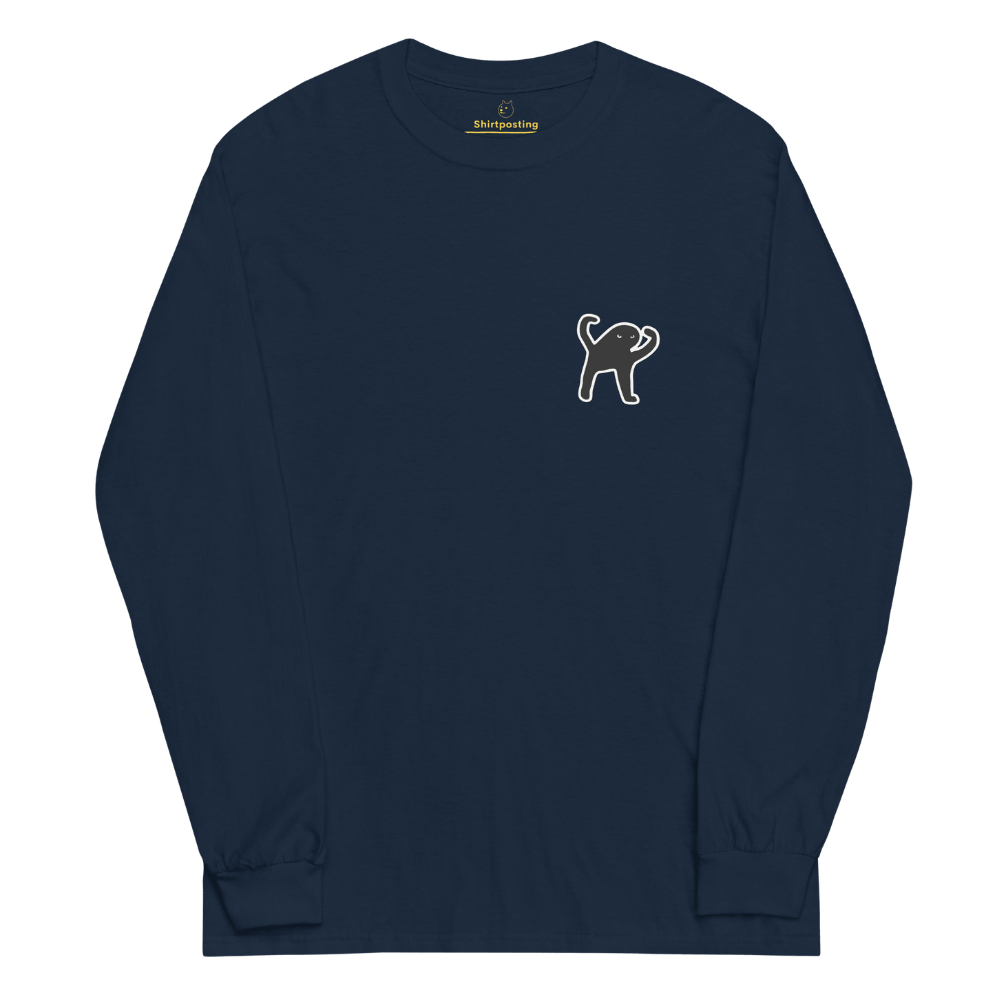 Cat Long Sleeve T-Shirt Meme - Navy | Shirtposting