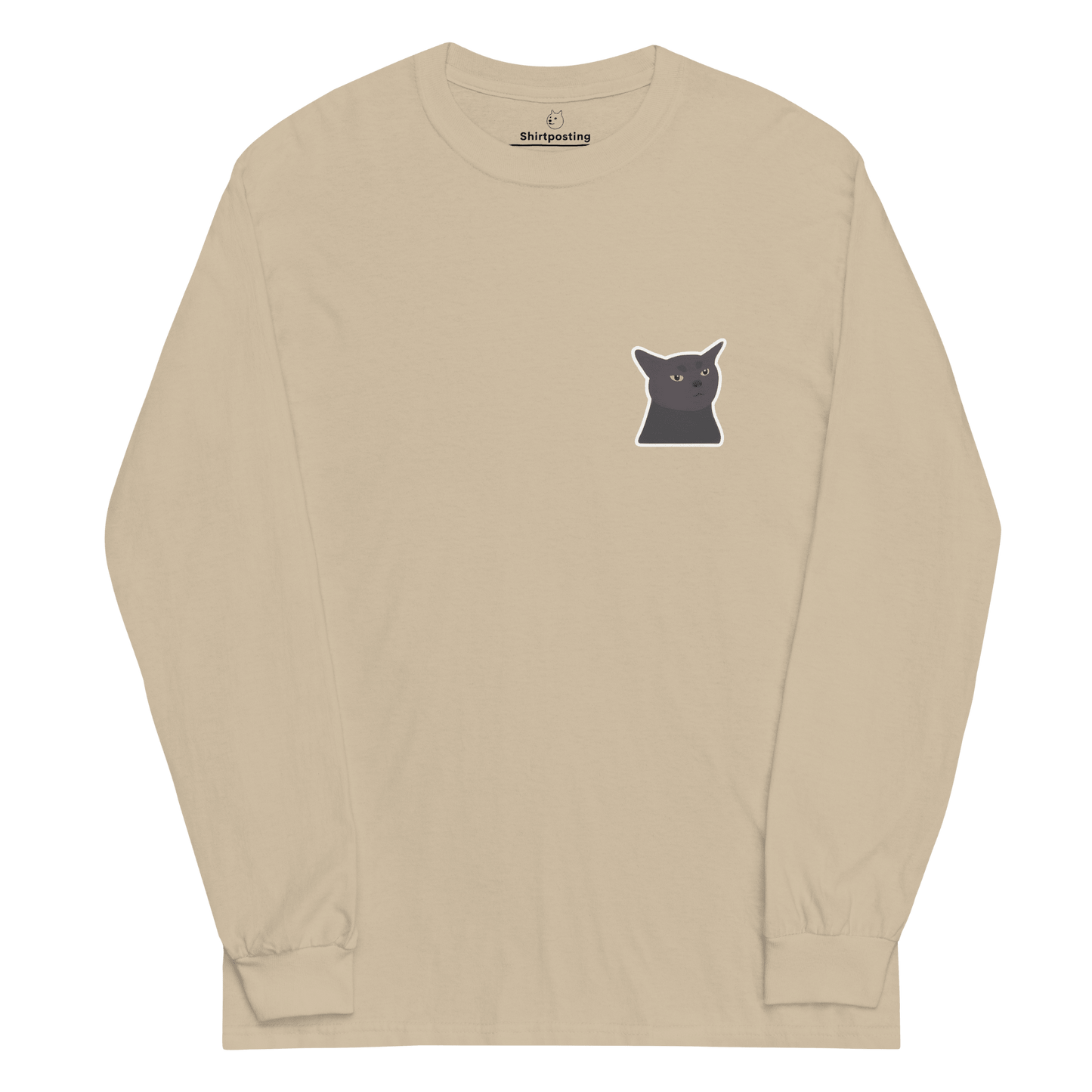 Cat Long Sleeve T-Shirt Meme - Sand | Shirtposting