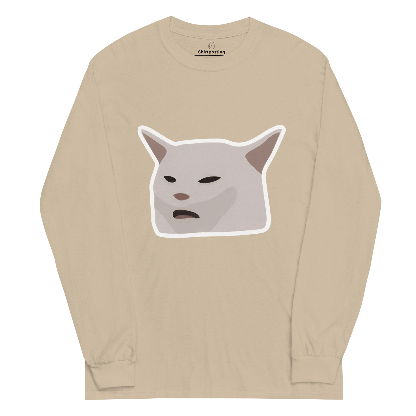 Cat Long Sleeve T-Shirt Meme - Sand | Shirtposting