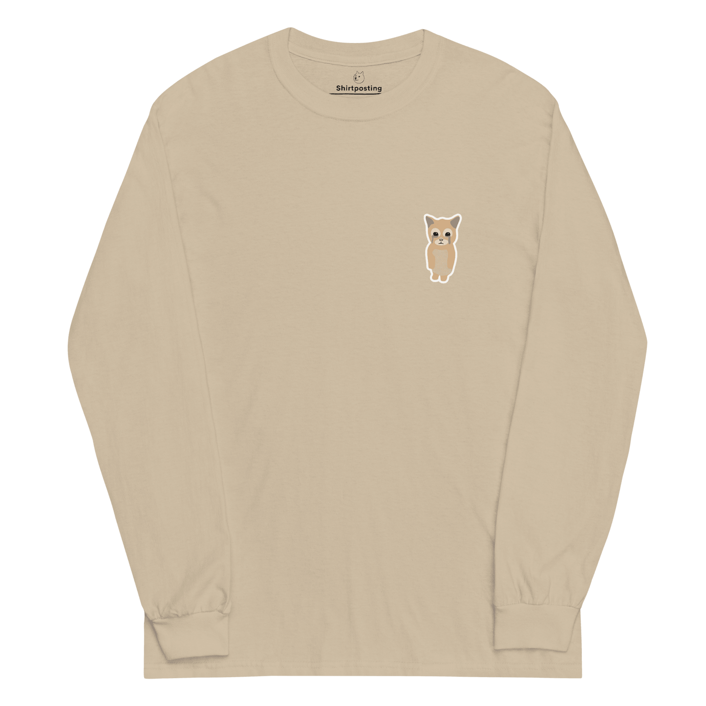 Cat Long Sleeve T-Shirt Meme - Sand | Shirtposting