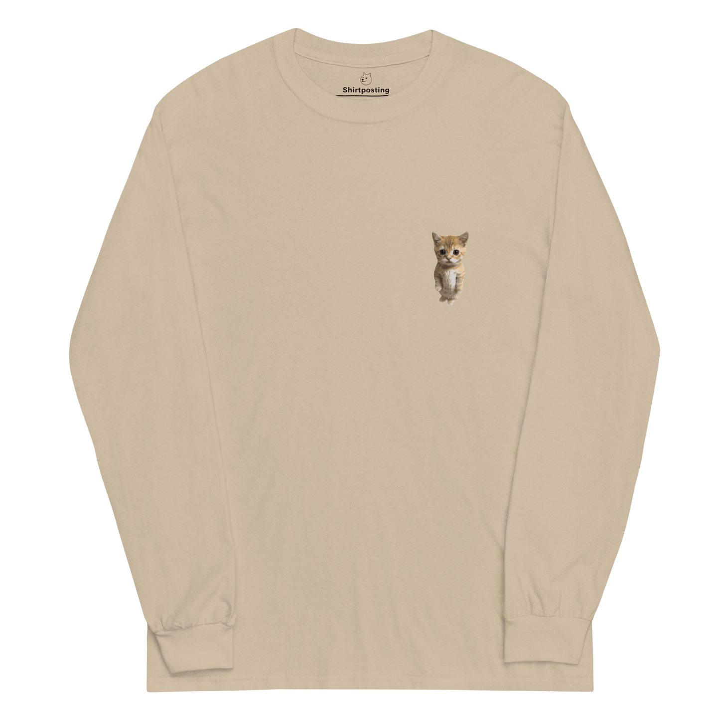 Cat Long Sleeve T-Shirt Meme - Sand | Shirtposting