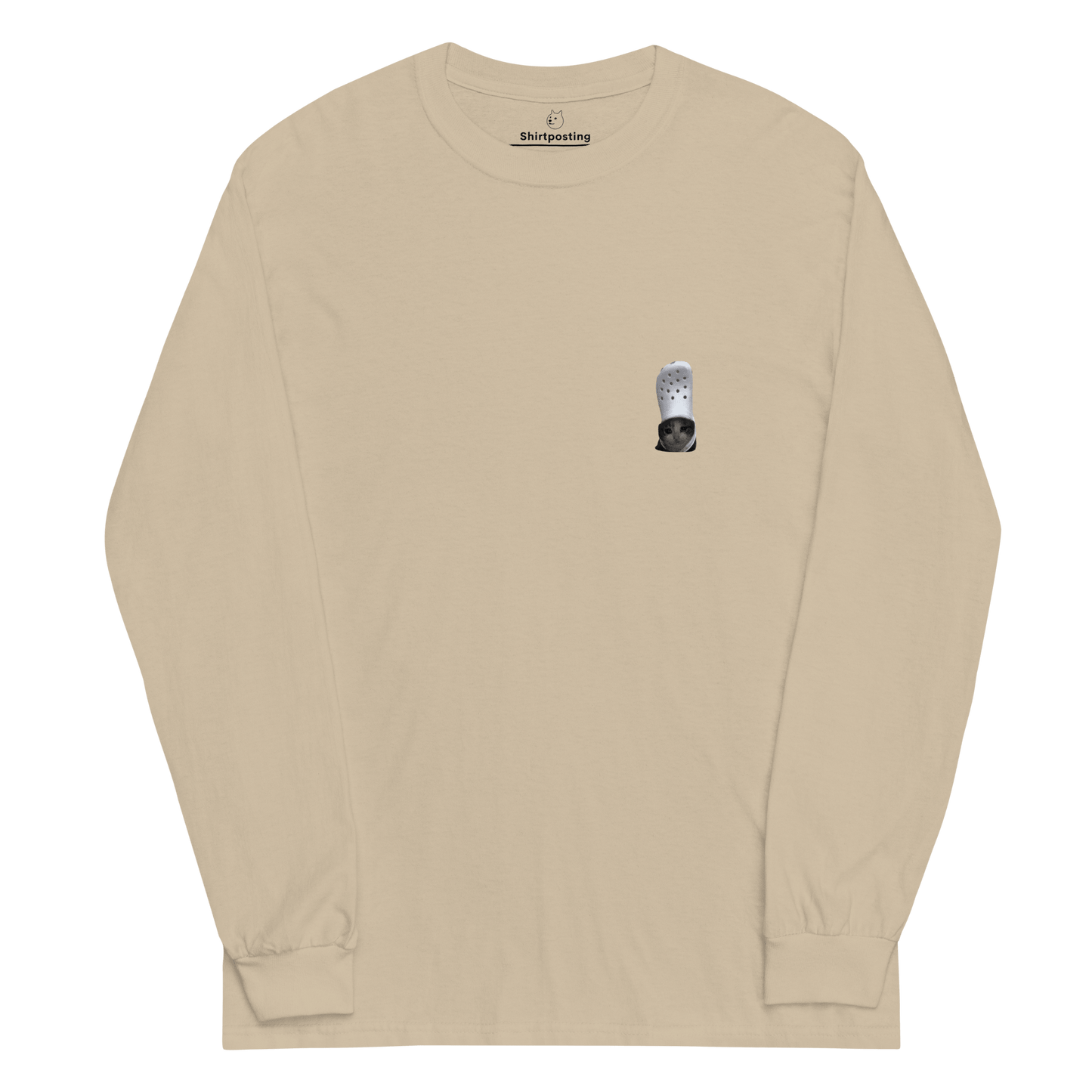 Cat Long Sleeve T-Shirt Meme - Sand | Shirtposting