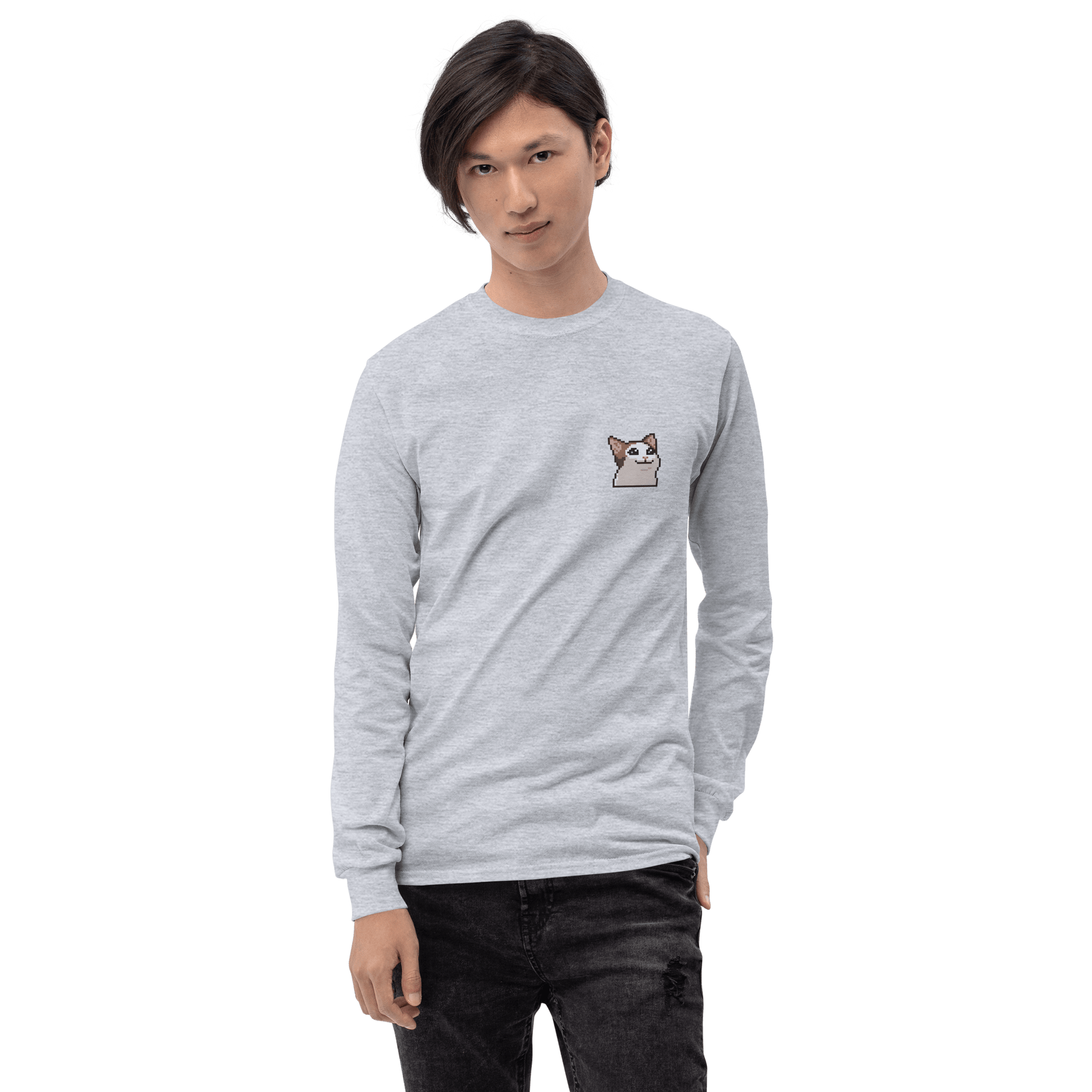 Cat Long Sleeve T-Shirt Meme - Sport Grey | Shirtposting