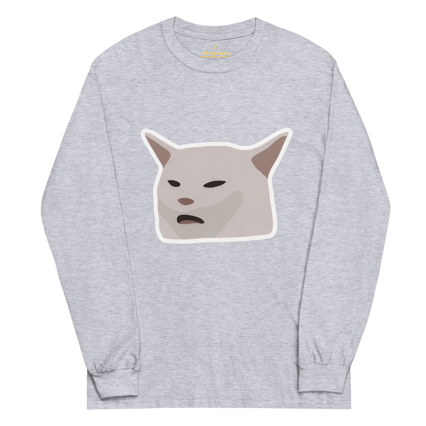 Cat Long Sleeve T-Shirt Meme - Sport Grey | Shirtposting