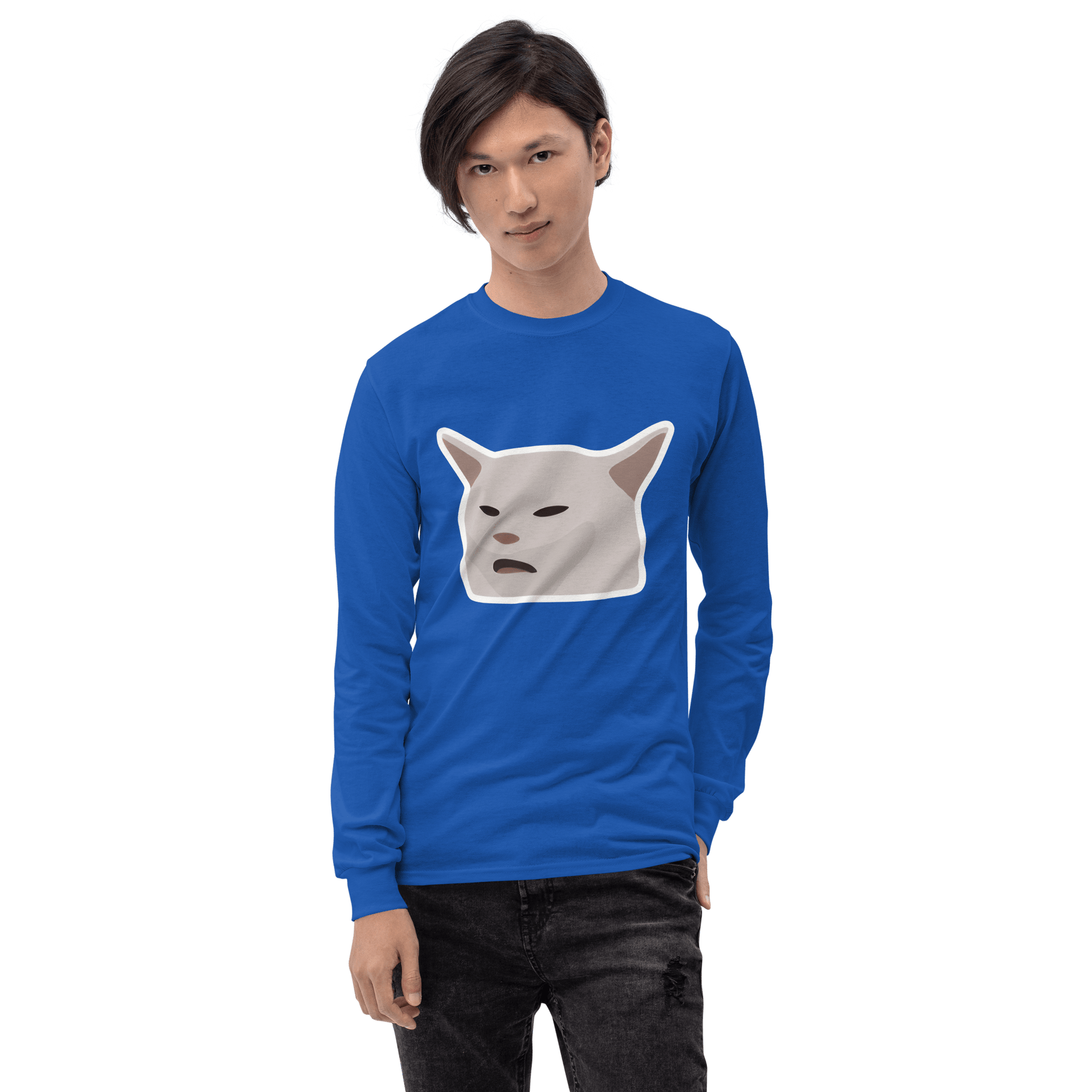 Cat Long Sleeve T-Shirt Meme - Sport Grey | Shirtposting