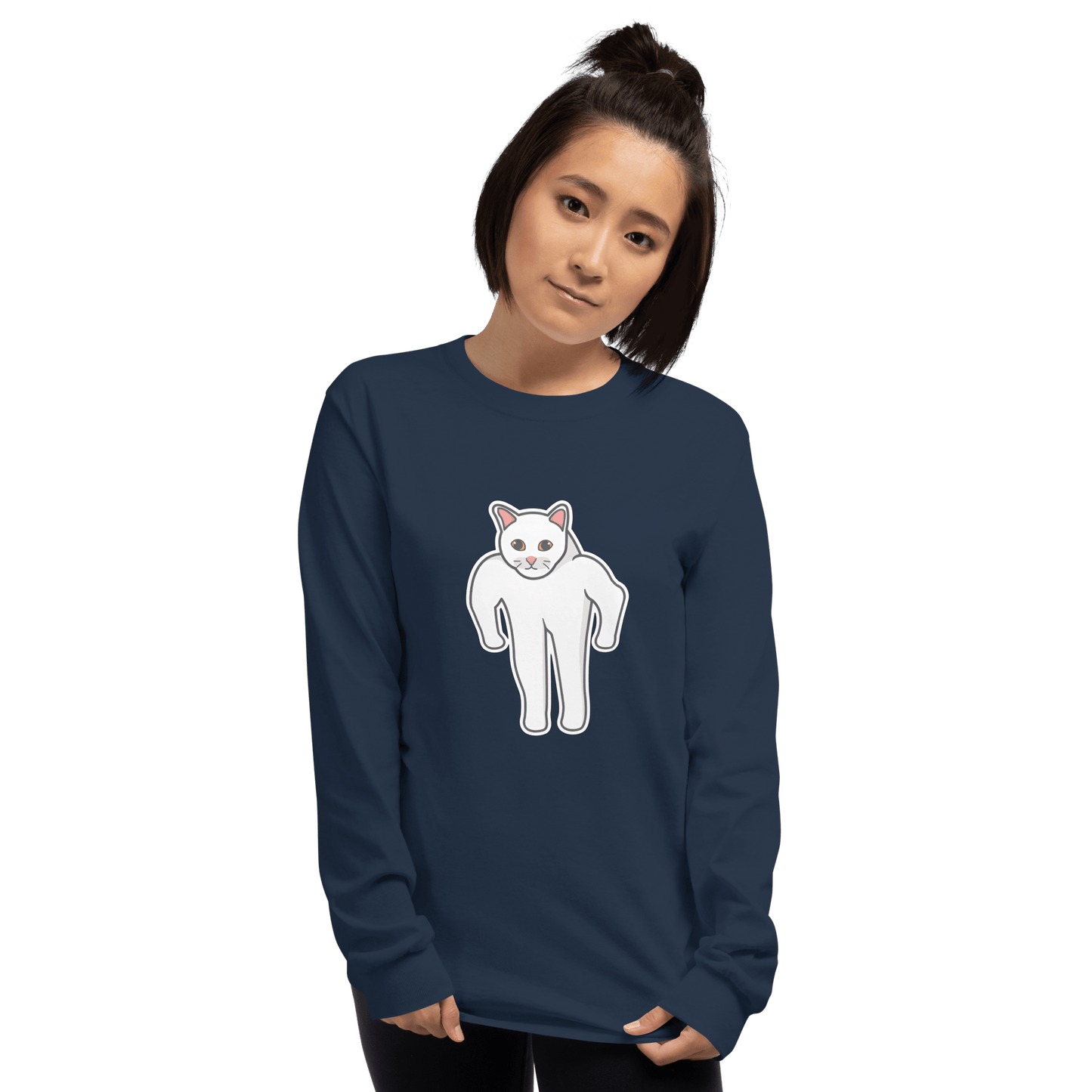 Cat Long Sleeve T-Shirt Meme - Sport Grey | Shirtposting