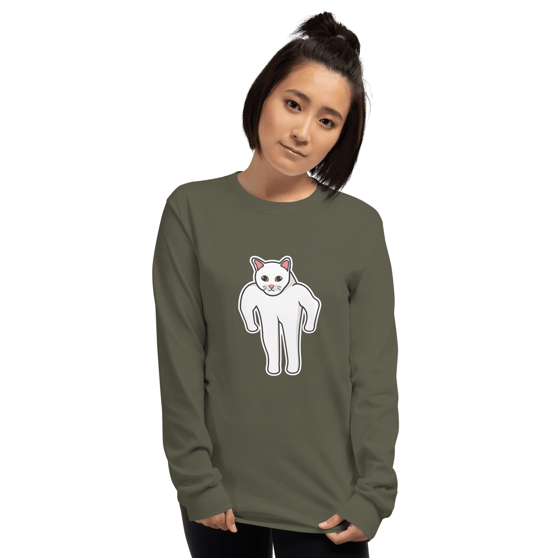 Cat Long Sleeve T-Shirt Meme - Sport Grey | Shirtposting