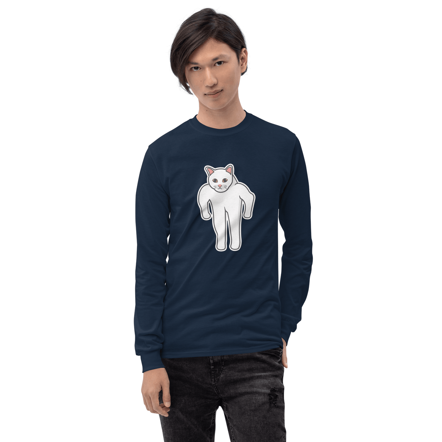 Cat Long Sleeve T-Shirt Meme - Sport Grey | Shirtposting