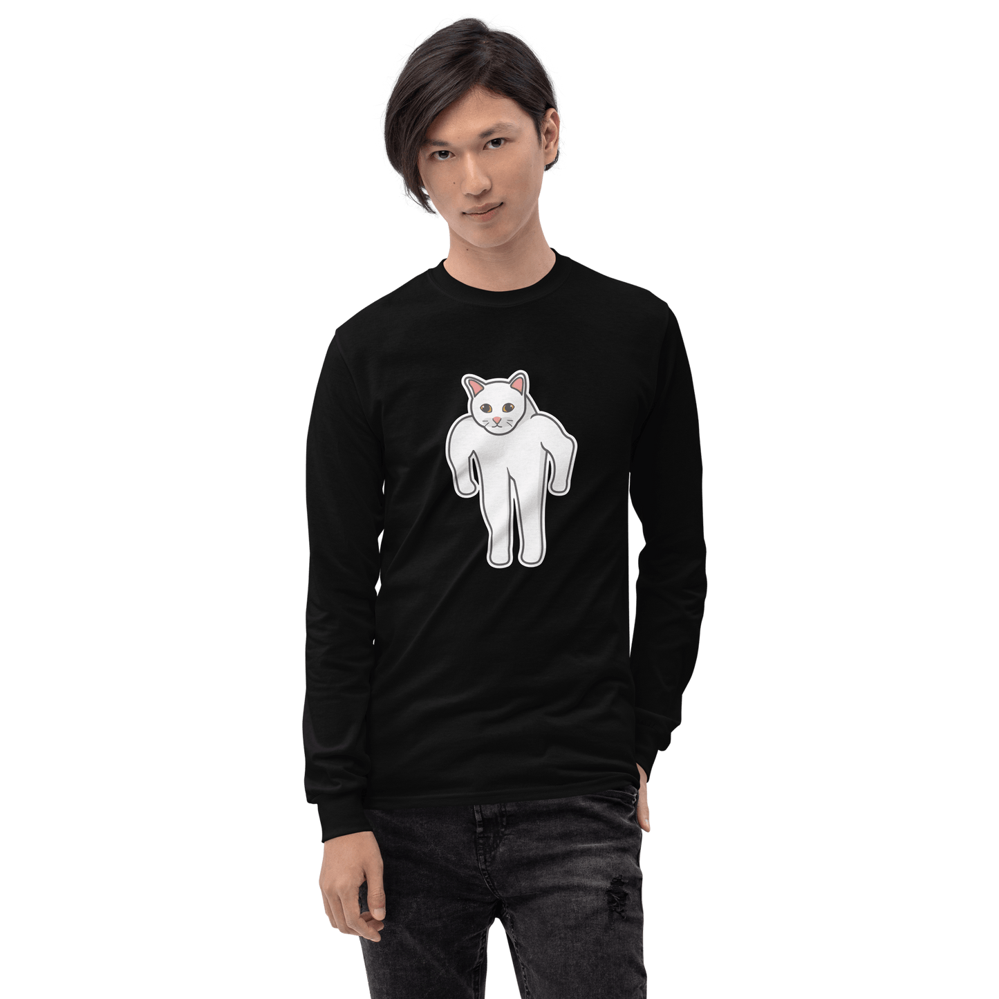Cat Long Sleeve T-Shirt Meme - Sport Grey | Shirtposting