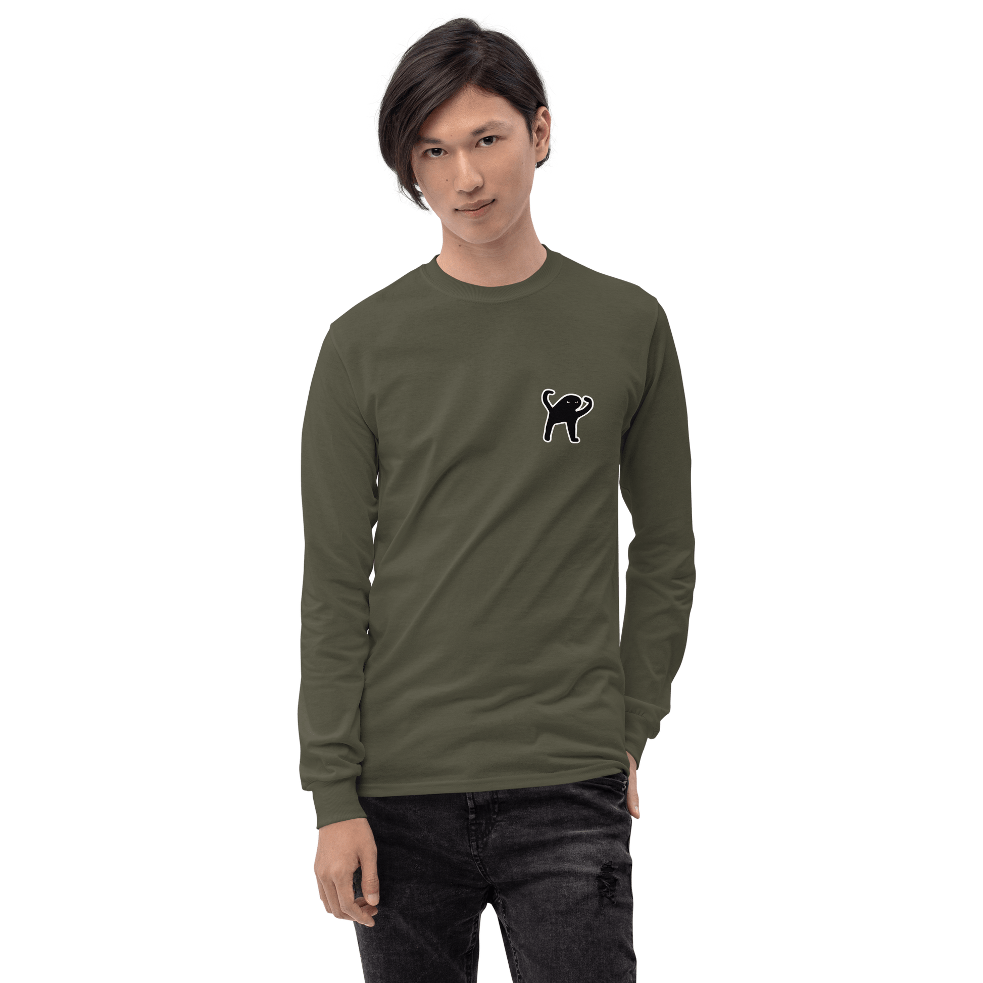 Cat Long Sleeve T-Shirt Meme - Sport Grey | Shirtposting