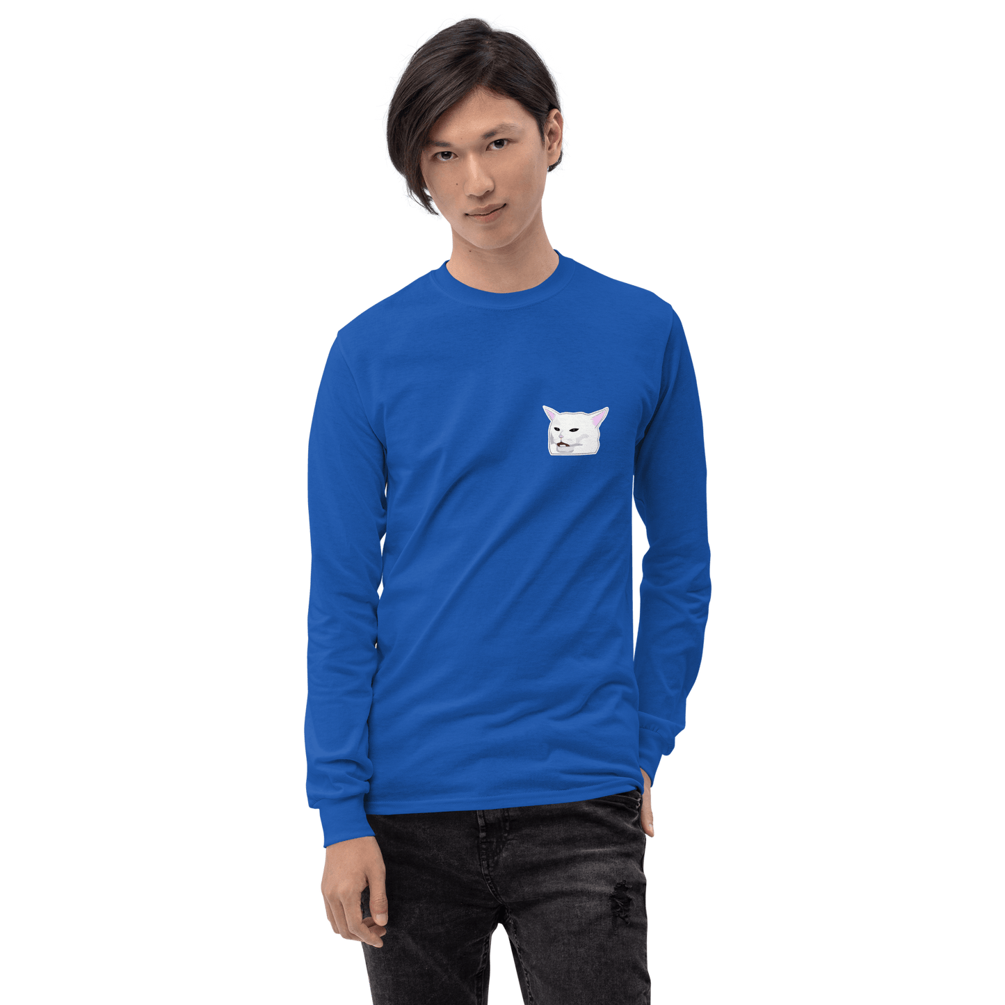 Cat Long Sleeve T-Shirt Meme - Sport Grey | Shirtposting