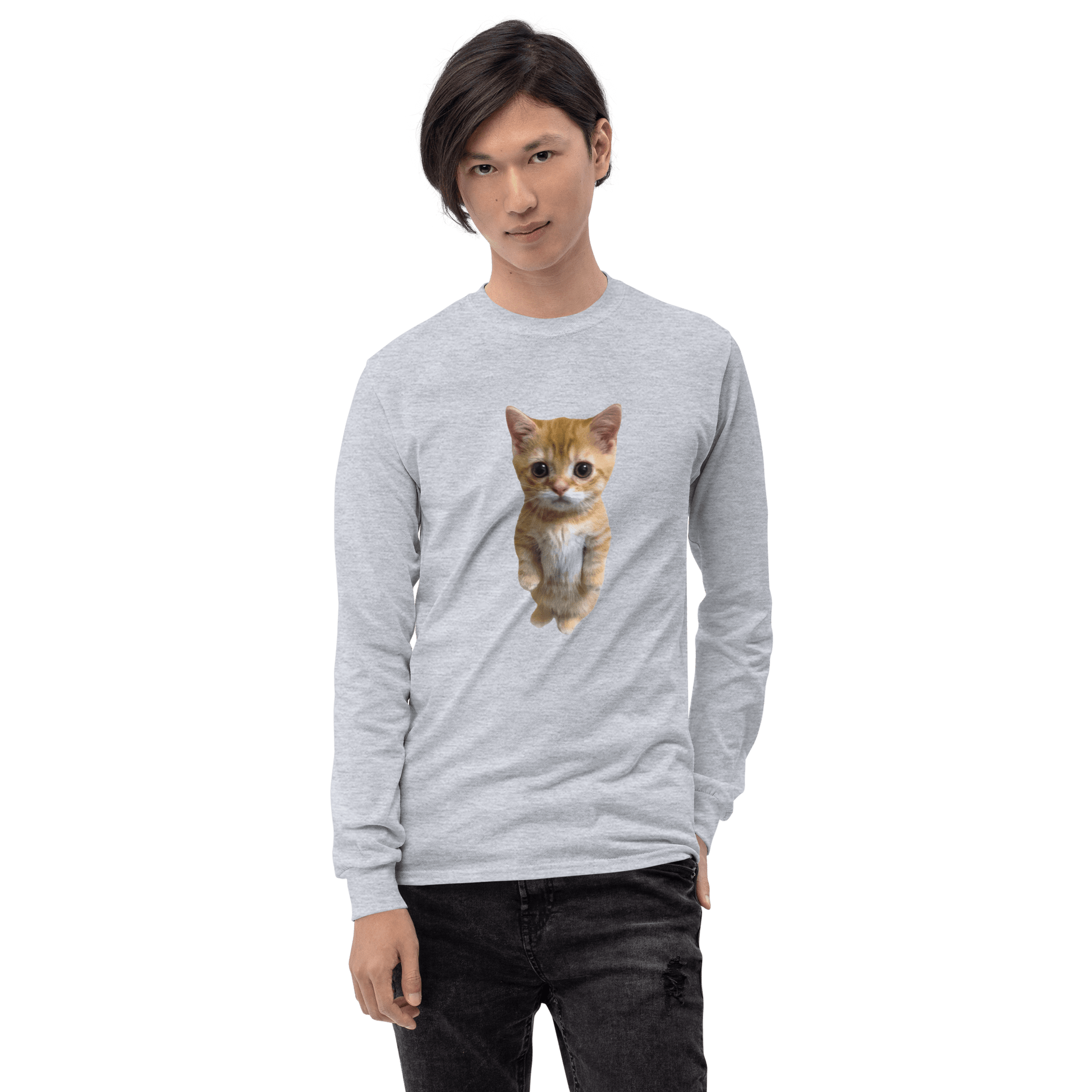 Cat Long Sleeve T-Shirt Meme - Sport Grey | Shirtposting