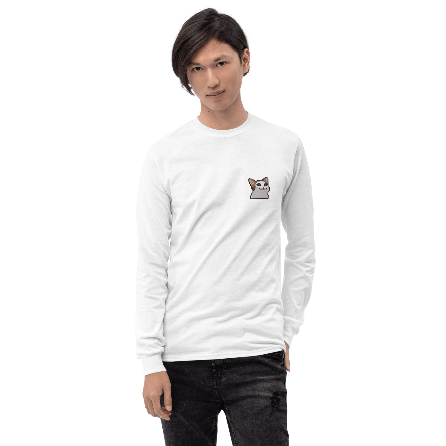 Cat Long Sleeve T-Shirt Meme - Sport Grey | Shirtposting