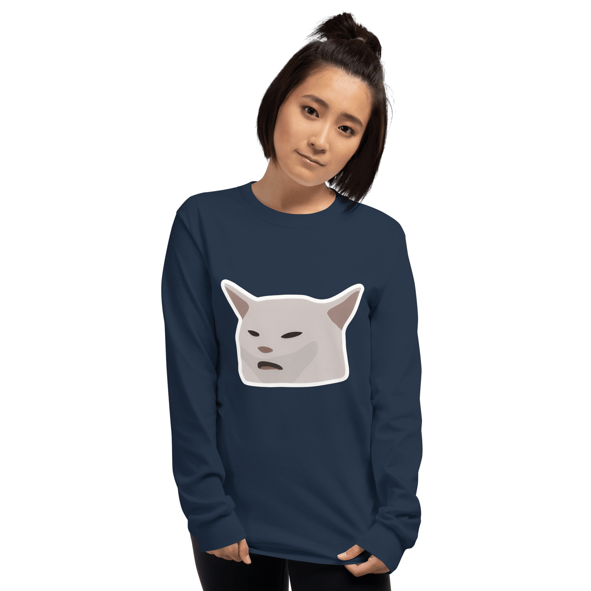 Cat Long Sleeve T-Shirt Meme - Sport Grey | Shirtposting