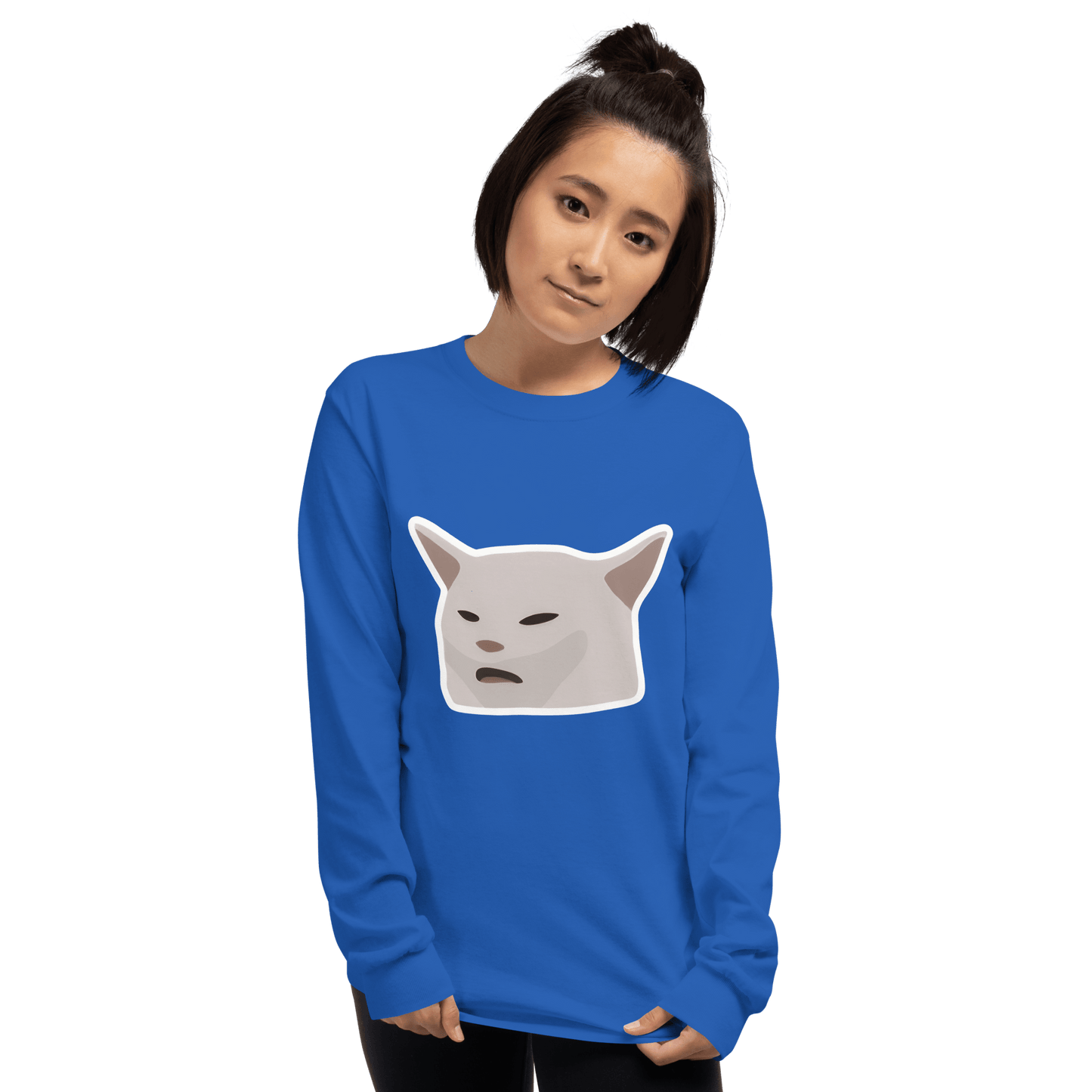 Cat Long Sleeve T-Shirt Meme - Sport Grey | Shirtposting