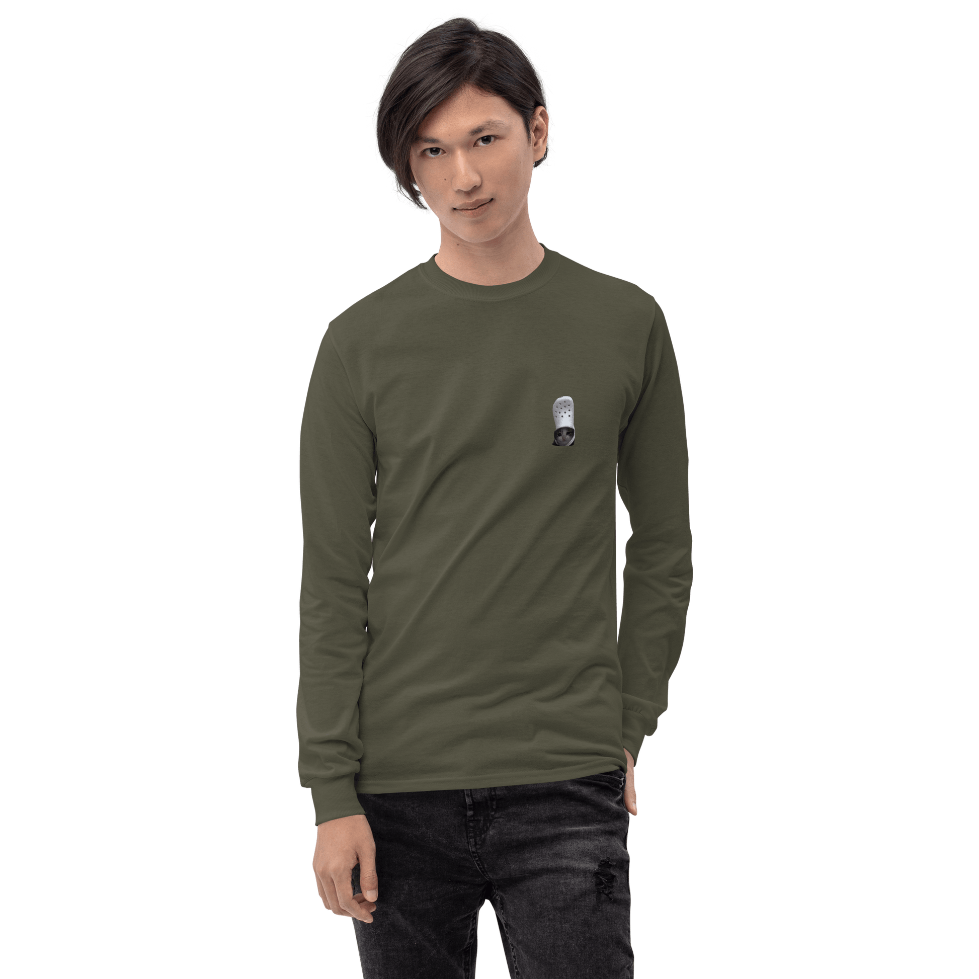 Cat Long Sleeve T-Shirt Meme - Sport Grey | Shirtposting