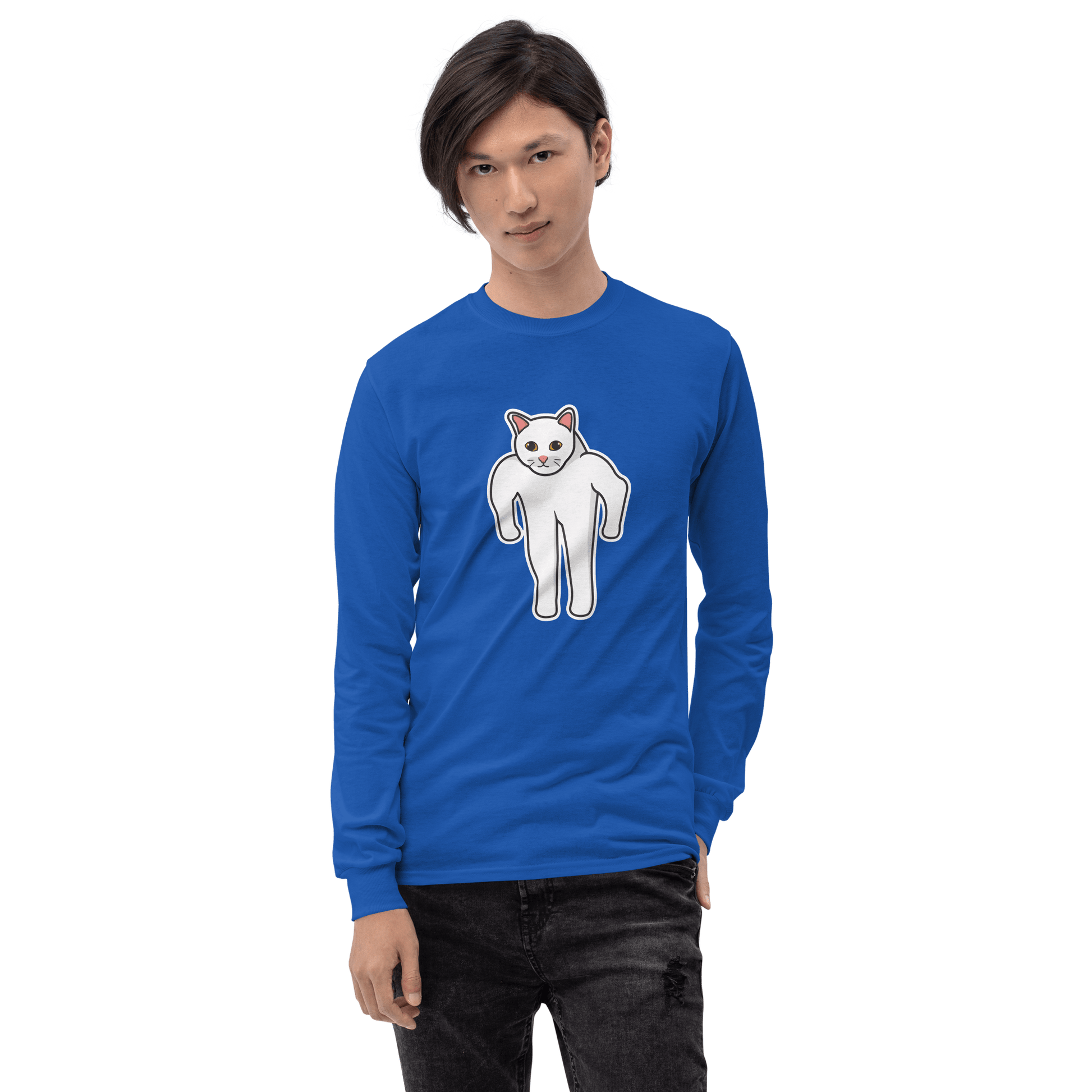Cat Long Sleeve T-Shirt Meme - Sport Grey | Shirtposting
