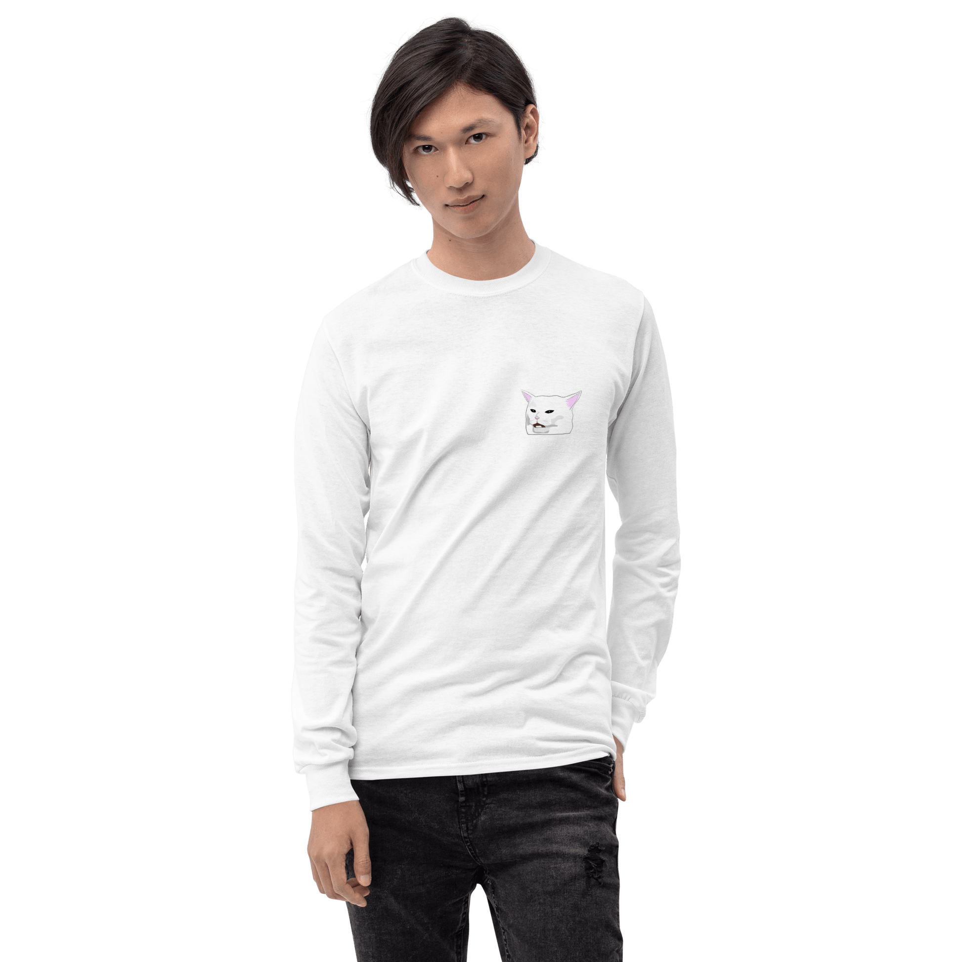 Cat Long Sleeve T-Shirt Meme - Sport Grey | Shirtposting