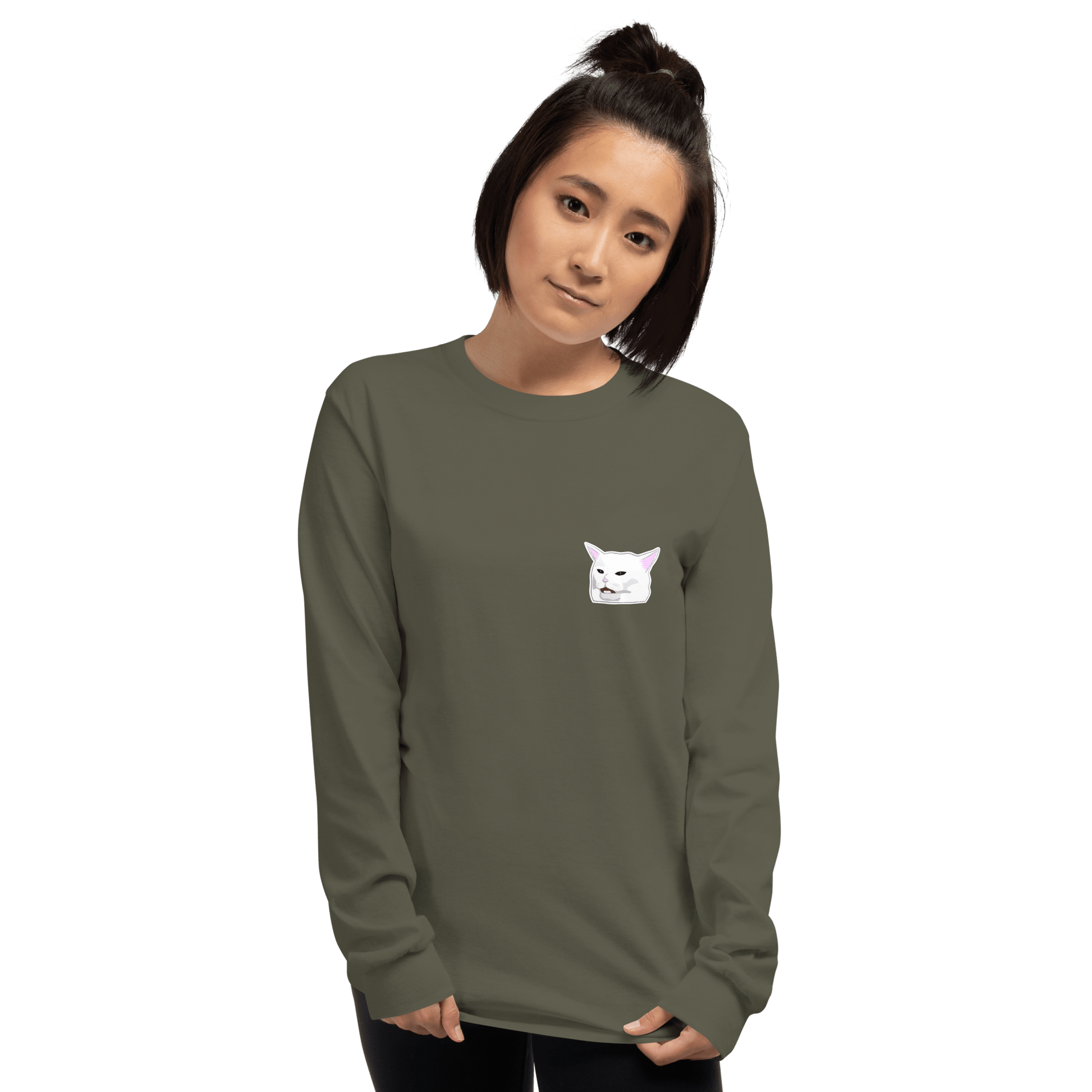 Cat Long Sleeve T-Shirt Meme - Sport Grey | Shirtposting