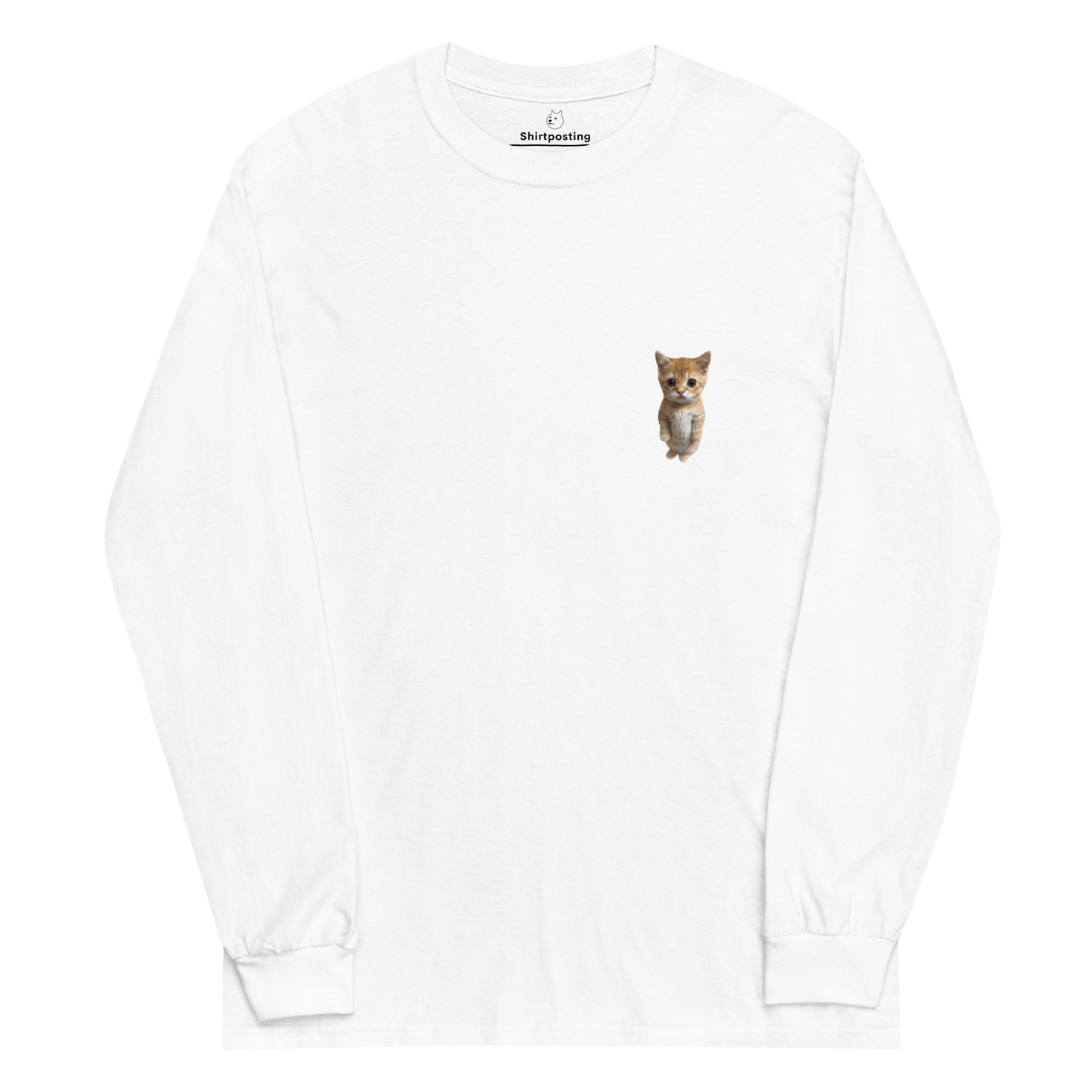 Cat Long Sleeve T-Shirt Meme - White | Shirtposting