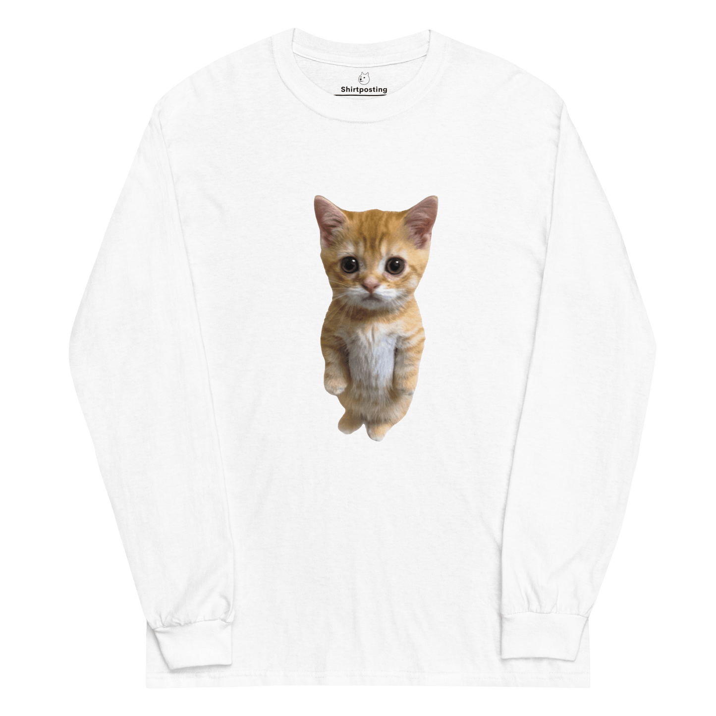 Cat Long Sleeve T-Shirt Meme - White | Shirtposting
